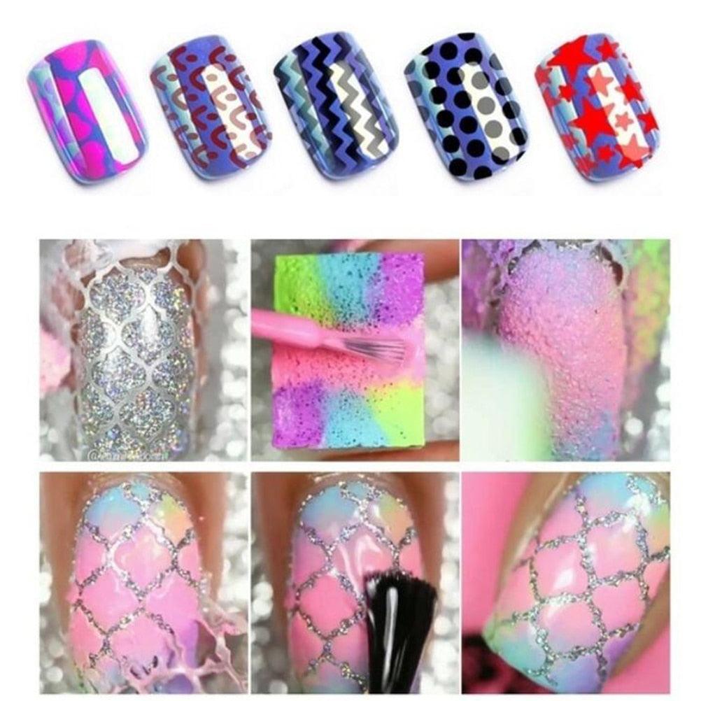 Hollow Nail Sticker Stylish Self-adhesive Manicure Sticker Nail Art Accessory 3D Christmas Nail Art Decoration Stickers Decoration New Gold Nail Transfer Foils for Nail Arts Nails Supply Holographic Effect Nail Art Foil Stickers Holographic Nail Art