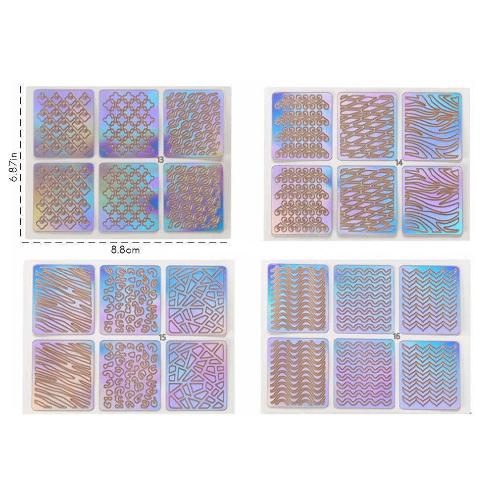 Hollow Nail Sticker Stylish Self-adhesive Manicure Sticker Nail Art Accessory 3D Christmas Nail Art Decoration Stickers Decoration New Gold Nail Transfer Foils for Nail Arts Nails Supply Holographic Effect Nail Art Foil Stickers Holographic Nail Art