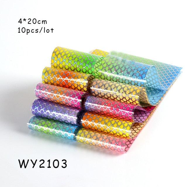 Holographic Nail Foil Transfer Set Sticker Decal Nail Art Foils Designer Marble Nail Decoration Sliders Wraps Manicure  Women Kids Girls Manicure Decoration Nail Art Supplies 3D Self-Adhesive Nail Decals Designer Nail Stickers for Acrylic Nails