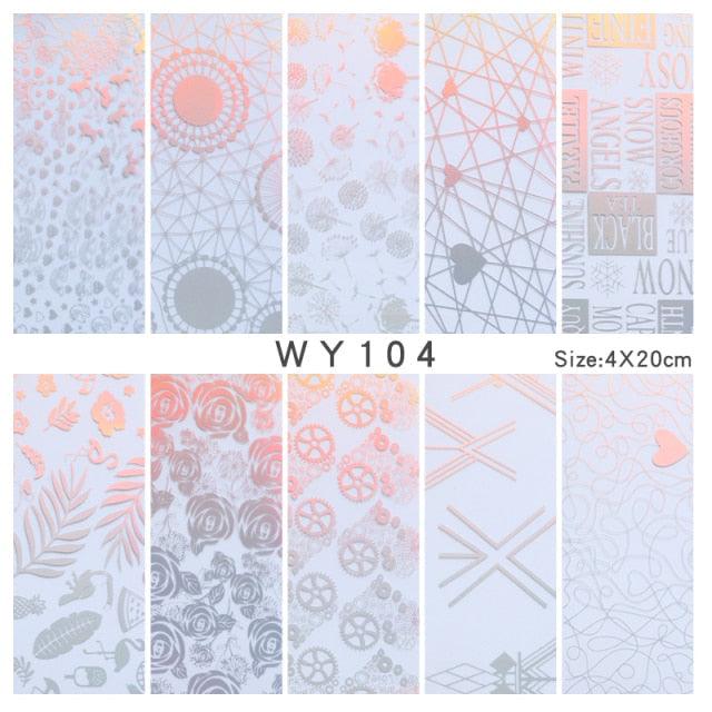 Holographic Nail Foil Transfer Set Sticker Decal Nail Art Foils Designer Marble Nail Decoration Sliders Wraps Manicure  Women Kids Girls Manicure Decoration Nail Art Supplies 3D Self-Adhesive Nail Decals Designer Nail Stickers for Acrylic Nails