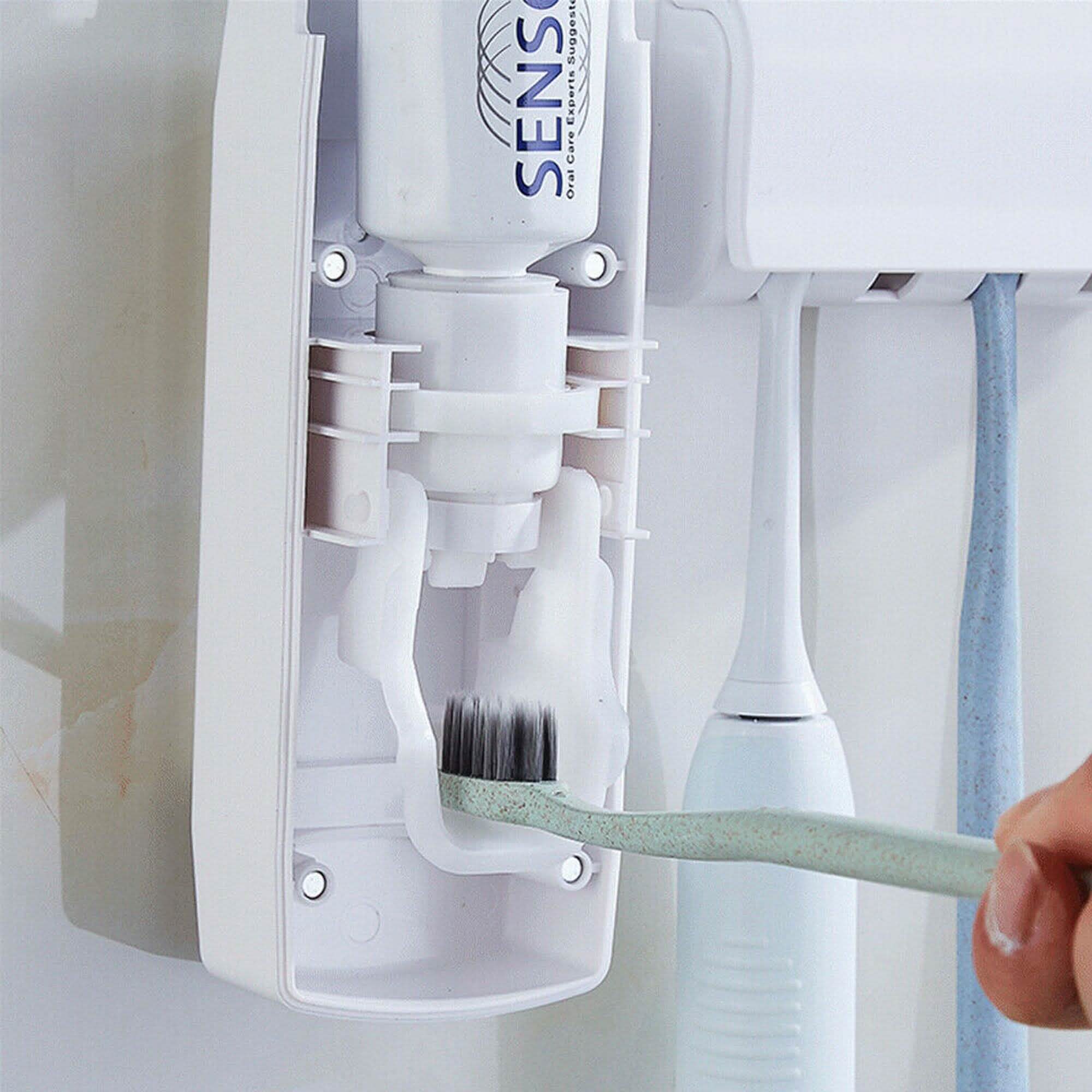 Home Automatic Toothpaste Dispenser + 5 Toothbrush Holder Set
