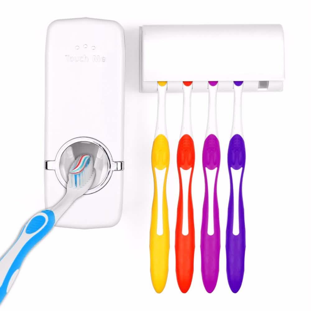 Home Automatic Toothpaste Dispenser + 5 Toothbrush Holder Set