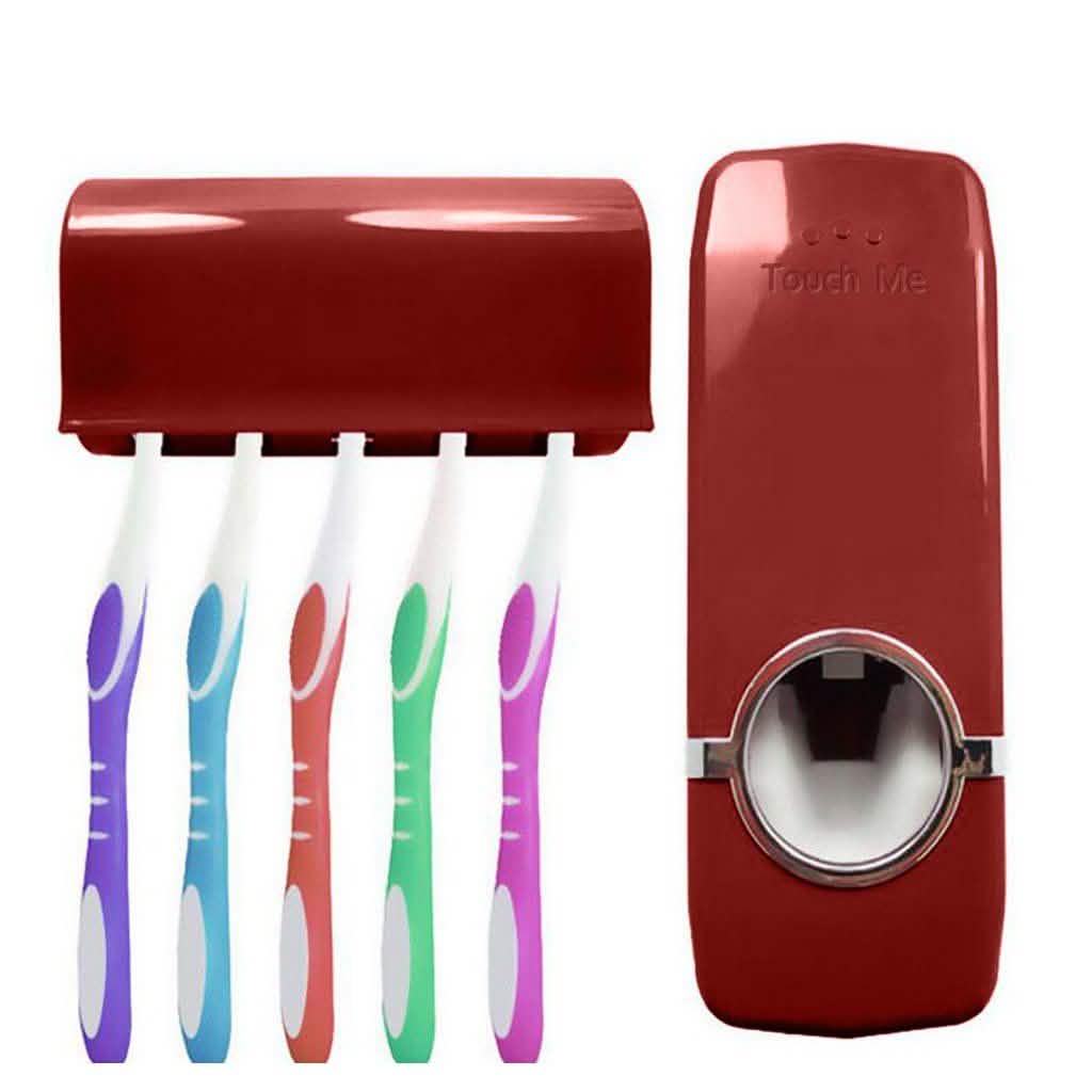 Home Automatic Toothpaste Dispenser + 5 Toothbrush Holder Set