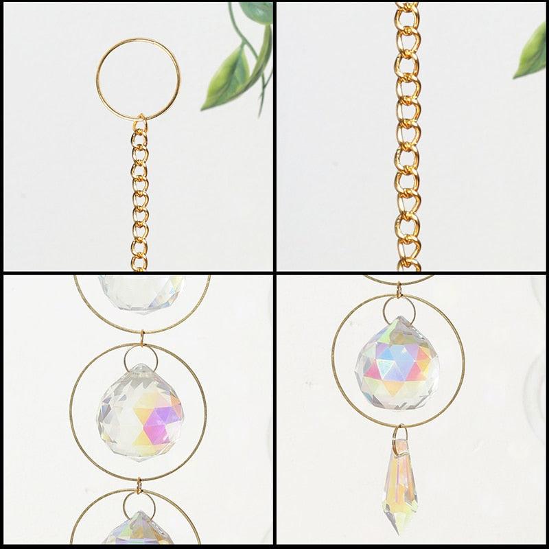 Home Decor Crystal Sun-catchers Window Pendant Hanging Curtain Wind-chimes Light Catcher Star Moon Pendant Rainbow Wind Chime Prisms Wind Chime Hanging Ornaments For Garden Home Christmas Decorations Gift