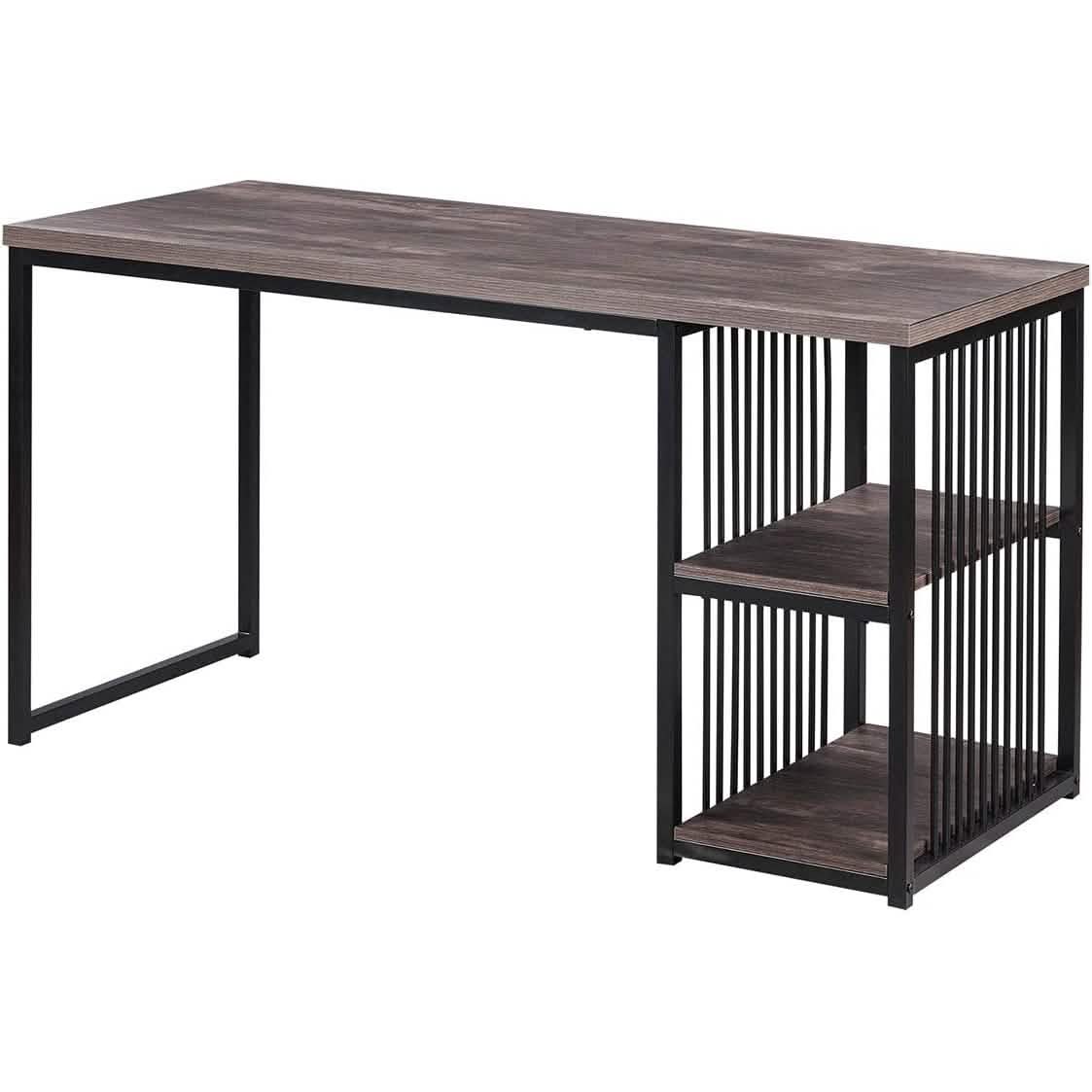 Home Office Computer Desk with 2 Open Storage Shelves