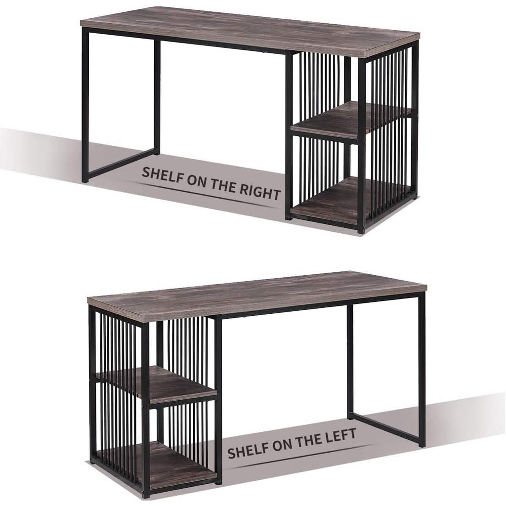 Home Office Computer Desk with 2 Open Storage Shelves
