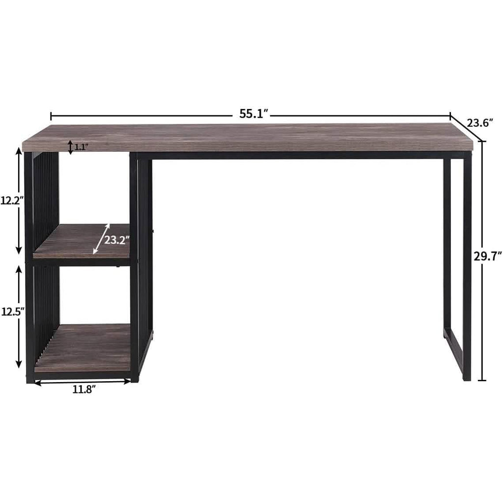 Home Office Computer Desk with 2 Open Storage Shelves