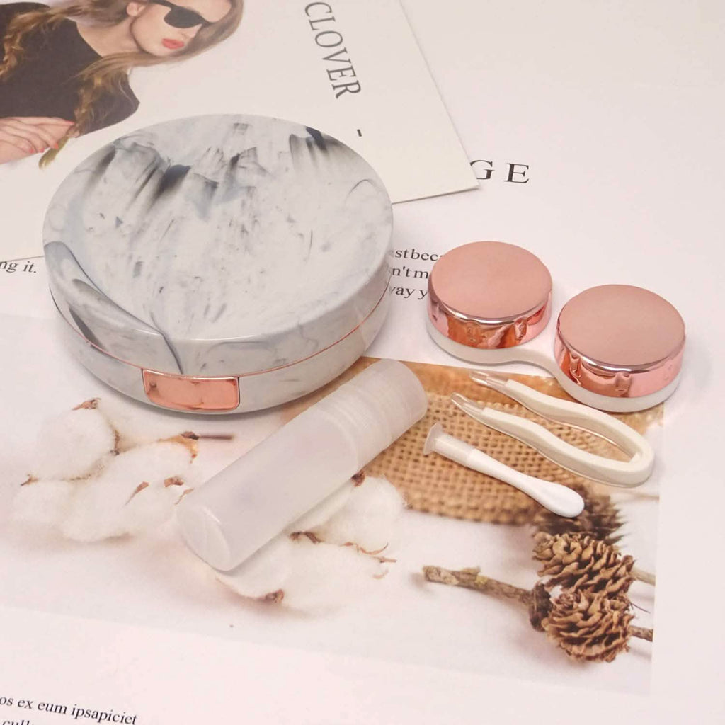 Honbay Fashion Marble Contact Lens Case with Mirror