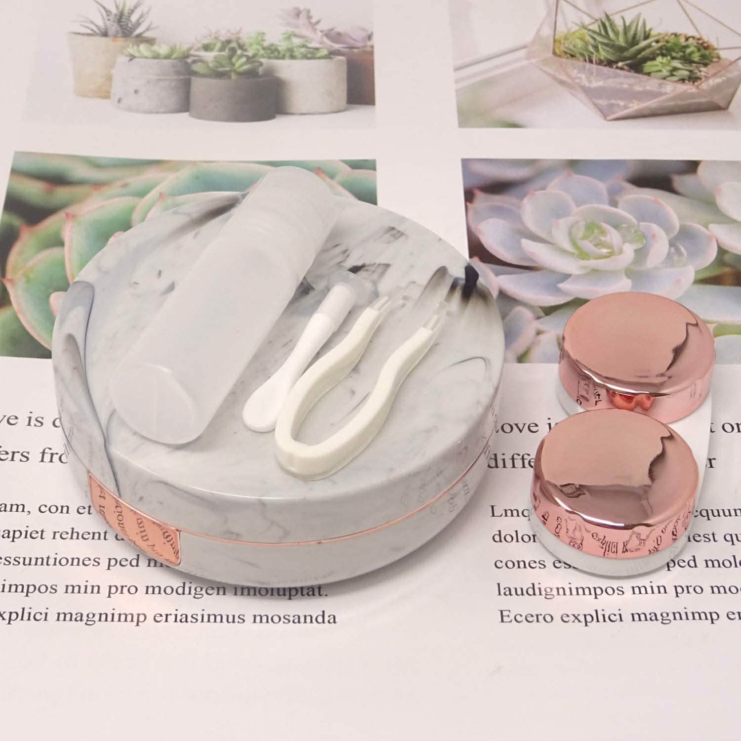 Honbay Fashion Marble Contact Lens Case with Mirror