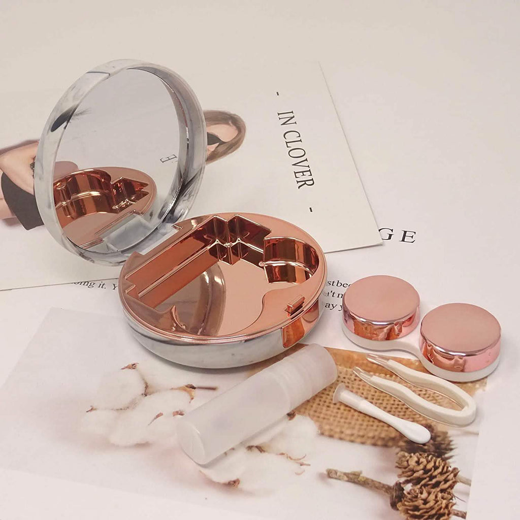 Honbay Fashion Marble Contact Lens Case with Mirror