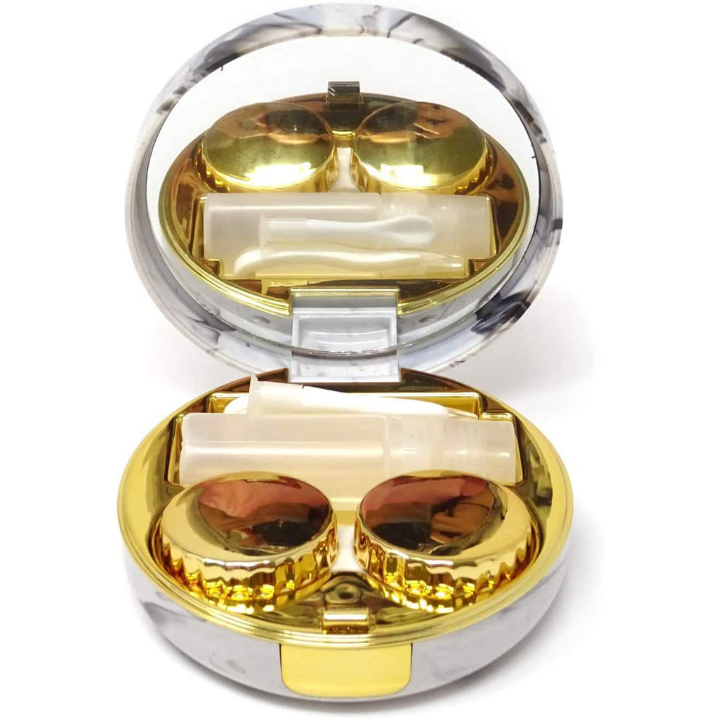 Honbay Fashion Marble Contact Lens Case with Mirror