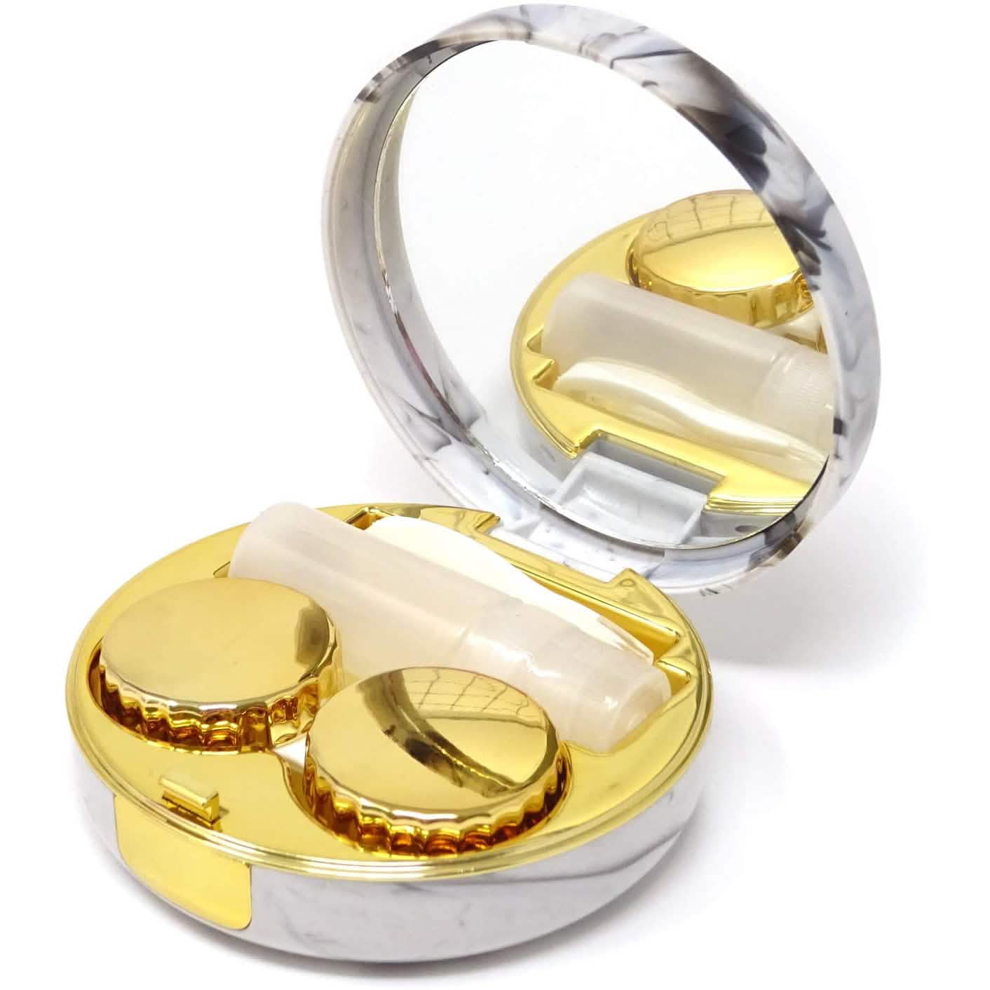 Honbay Fashion Marble Contact Lens Case with Mirror