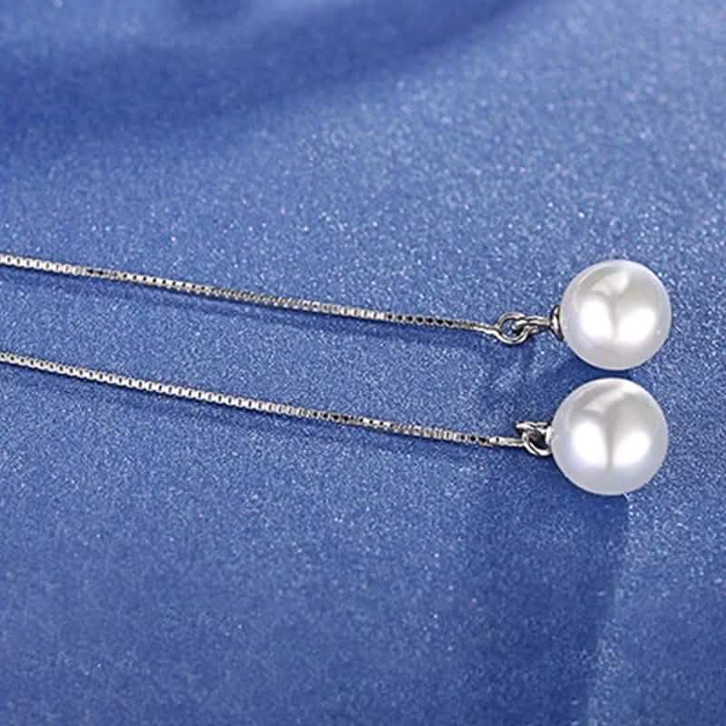 Hongye Big Natural Pearls Ear Line Super Long 925 Silver Drop Earrings