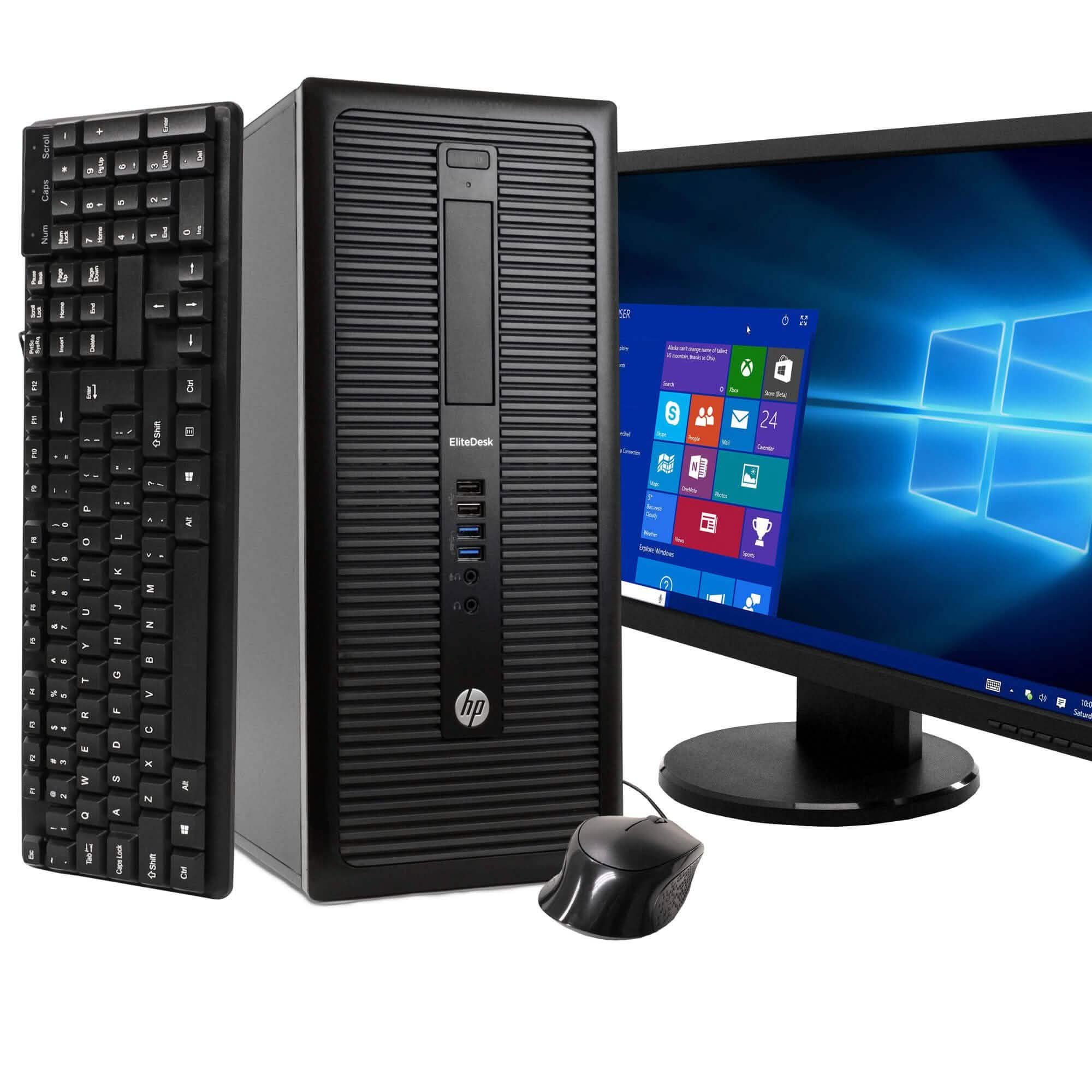 HP EliteDesk 800 G1 PC Windows 10 with 22" Widescreen Monitor (Refurbished)