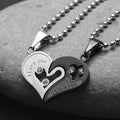 I Love You for Couple Iron Chain Black Heart Love Necklace