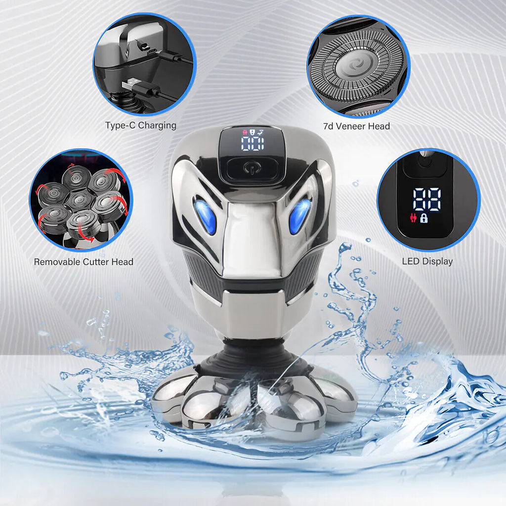 7D Cordless Shaver Hair Trimmer Men’s 5-In-1 Electric Head Shaver Razor Men Wet