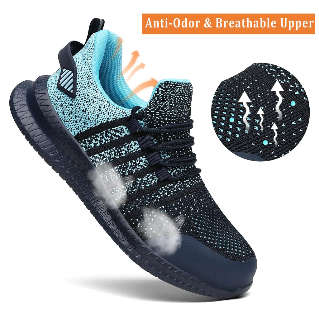 Steel Toe Shoes for Men and Women Comfortable Lightweight Work Safety Shoes Puncture Proof Slip Resistant Indestructible Sneakers Construction Work Utility Shoes 12 Women/10.5 Men Blue