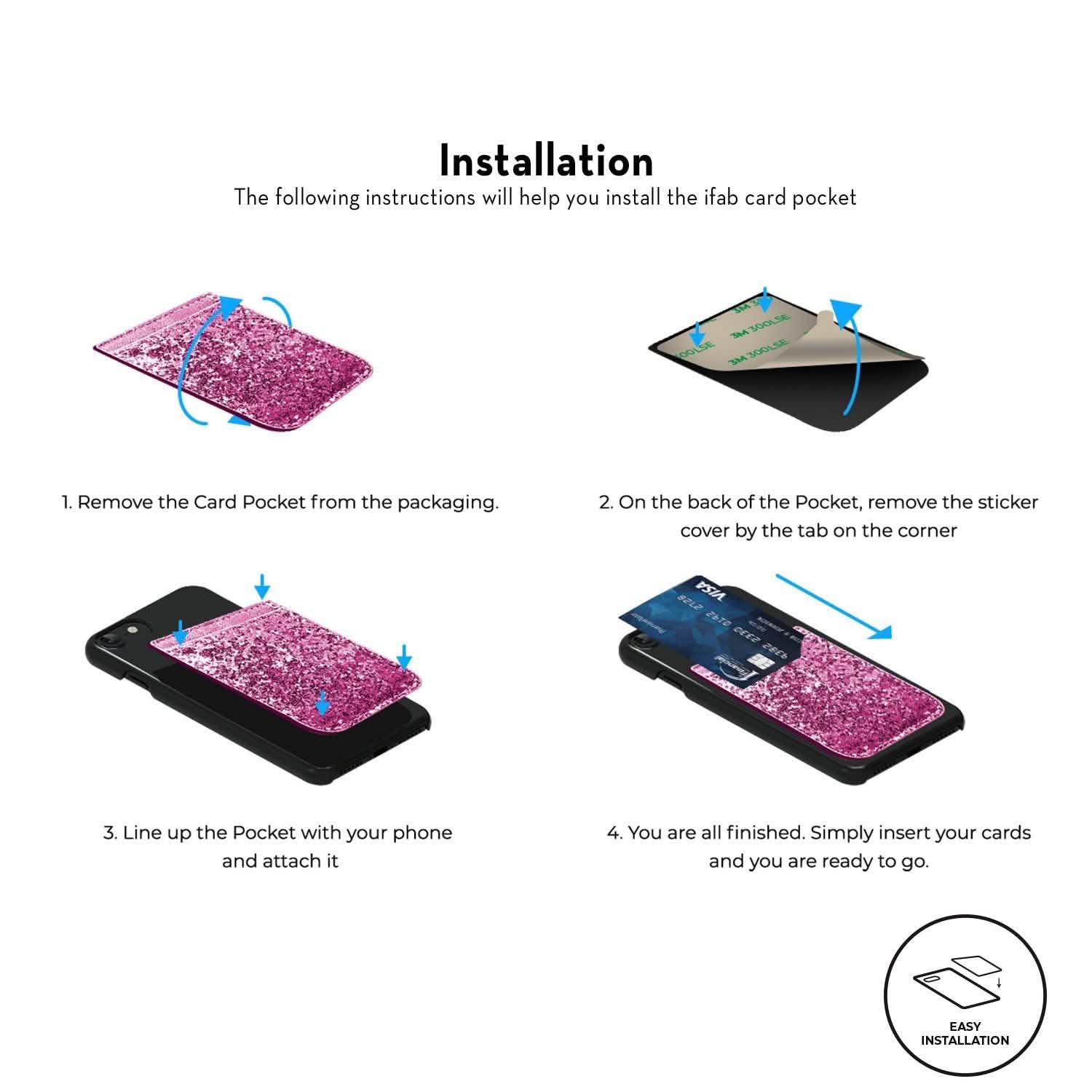 iFab Stick-On ID, Credit Card Wallet Phone Case for iPhone, Android Smartphones