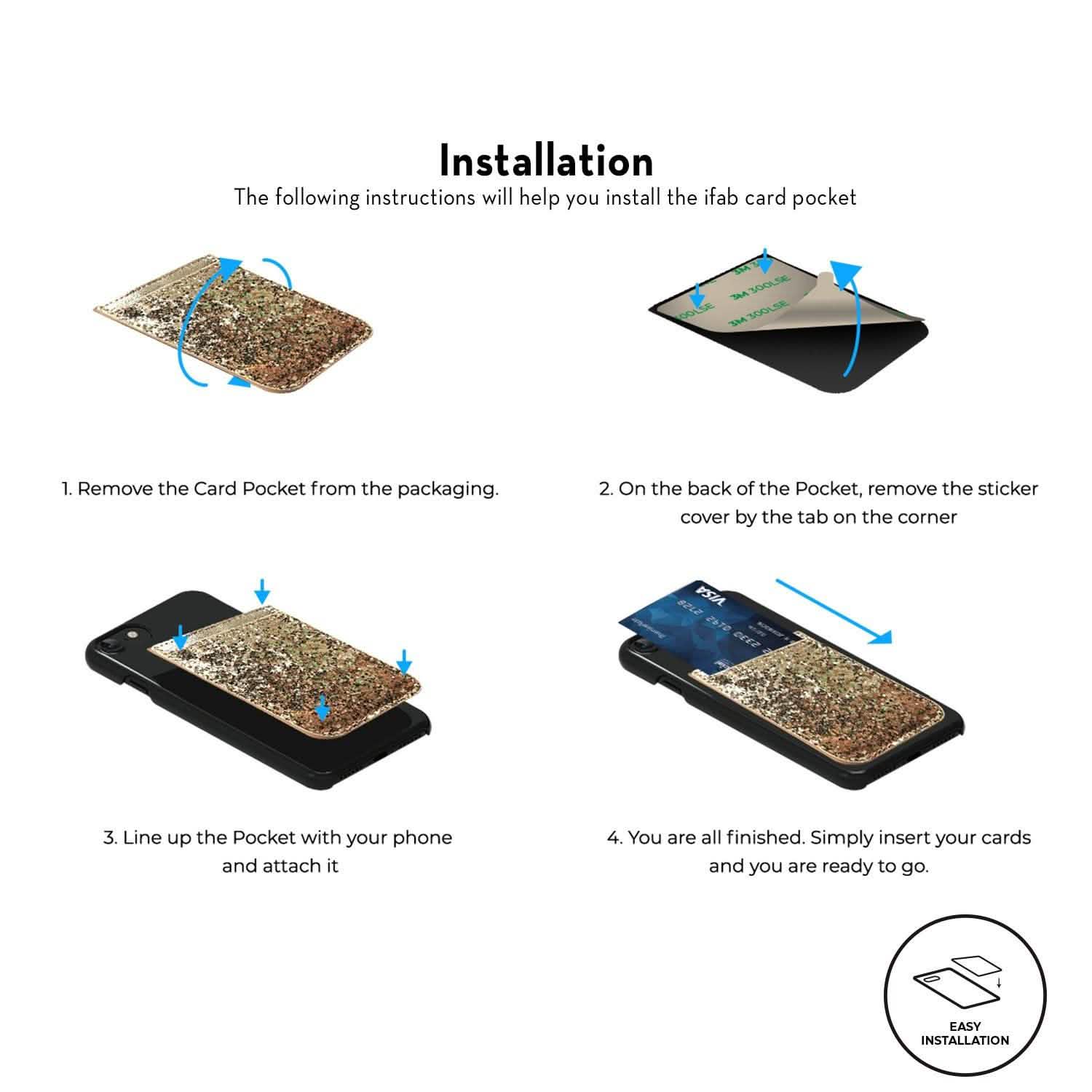 iFab Stick-On ID, Credit Card Wallet Phone Case for iPhone, Android Smartphones
