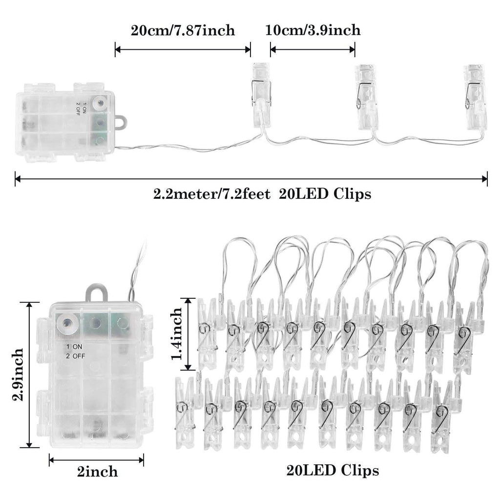 IMAGE 7ft 20 Photo Clips LED String Lights