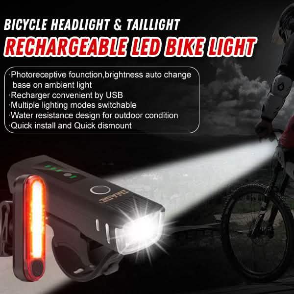 IMAGE Bike Bicycle Light Set with LED Headlights and Rear Lights