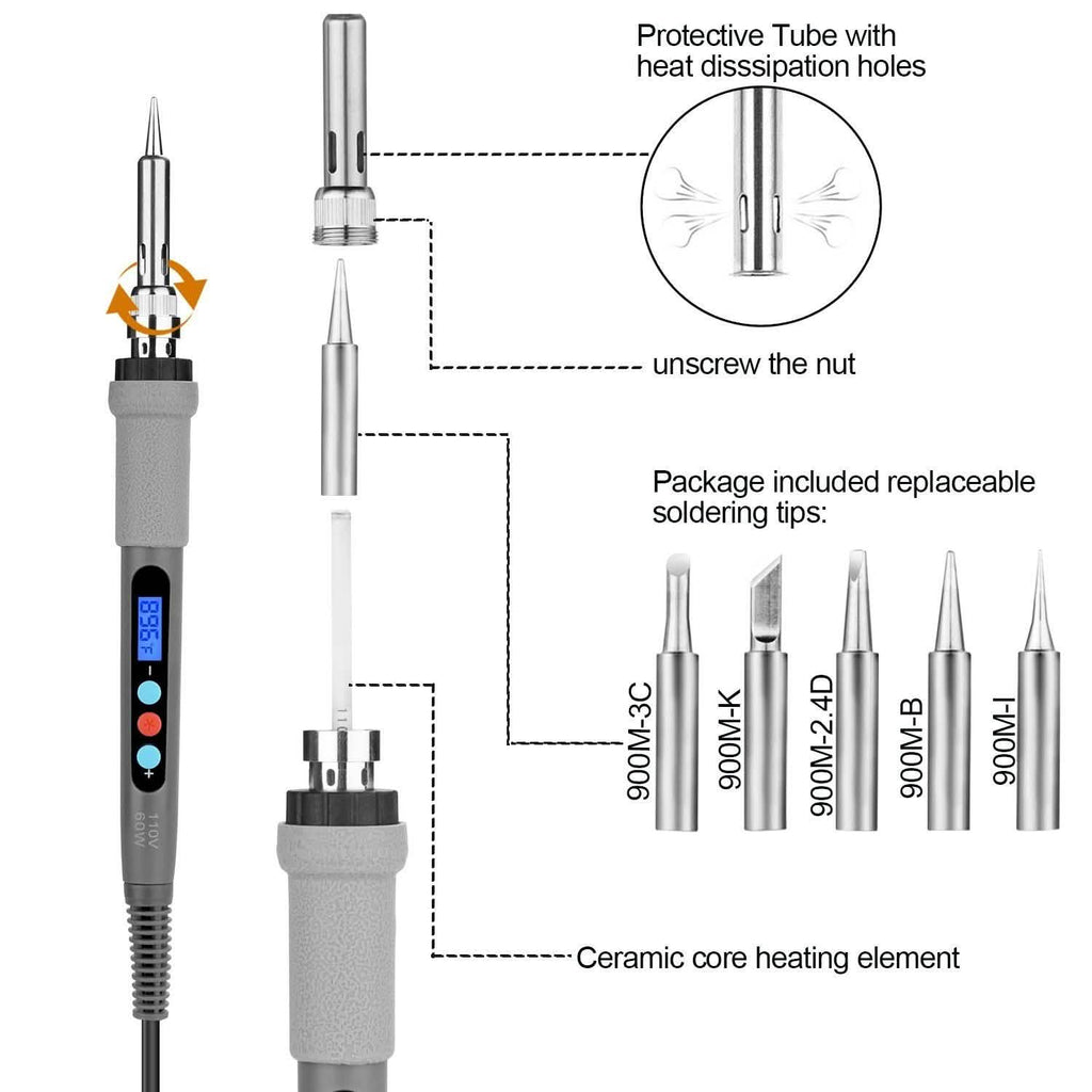 Image Digital-Controlled Thermostatic Soldering Iron with LCD Screen Display