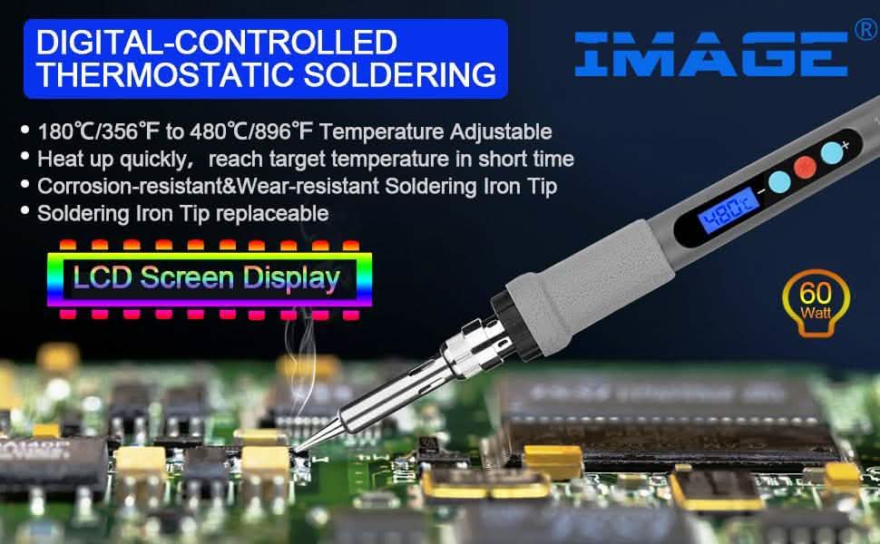 Image Digital-Controlled Thermostatic Soldering Iron with LCD Screen Display
