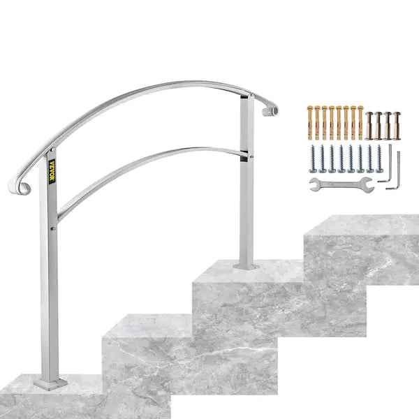 VEVOR Handrails for Outdoor Steps White Wrought Iron Handrail 41.7" x 38.2" (New)