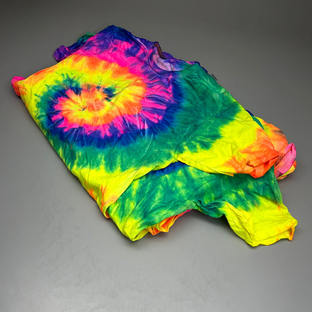 GILDAN (12 PACK) Tie Dye Short Sleeve Unisex Heavy Cotton T-Shirts Sz Youth Large (New)