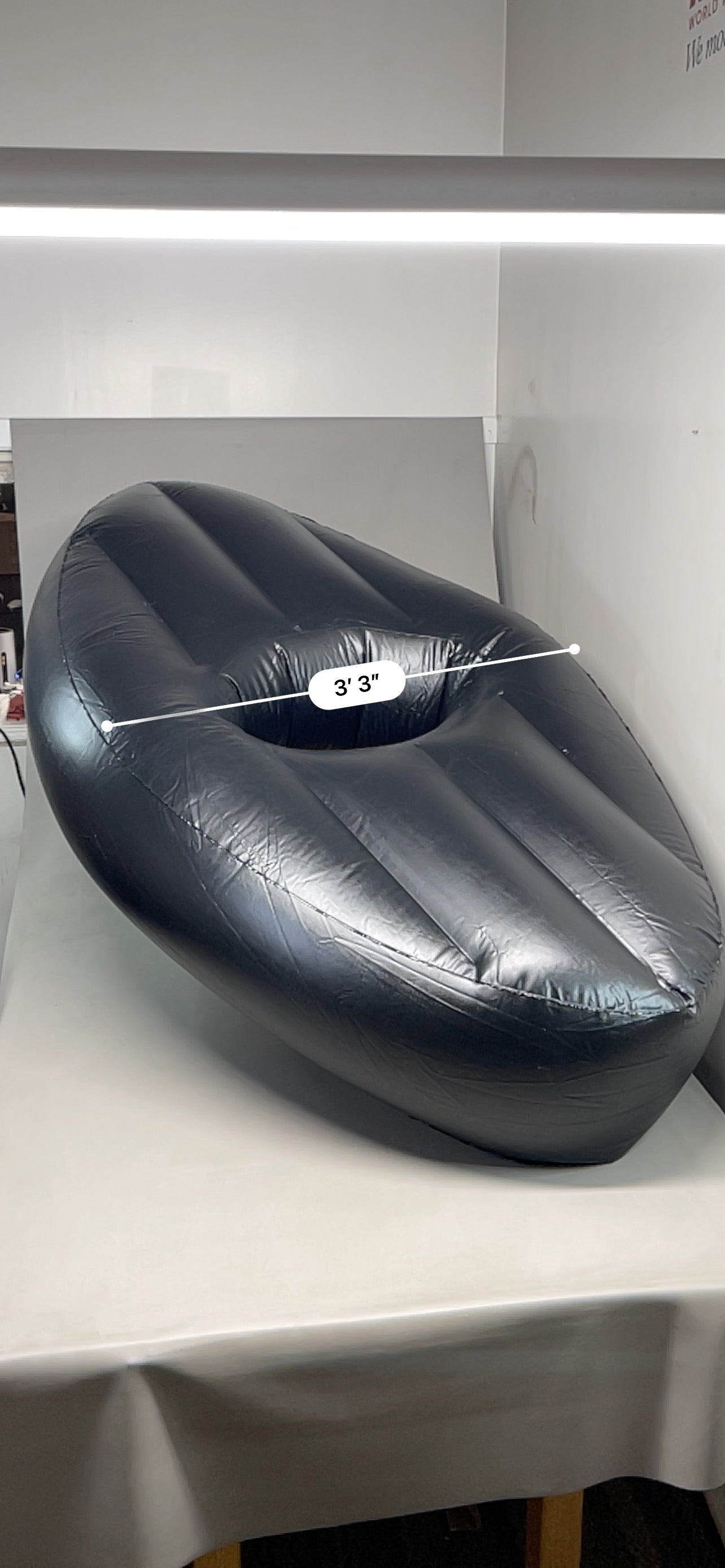 ZA@ BOOTY BEAN BAG BBL Big Inflatable Air Mattress Black 24" Oval With More Support (New)