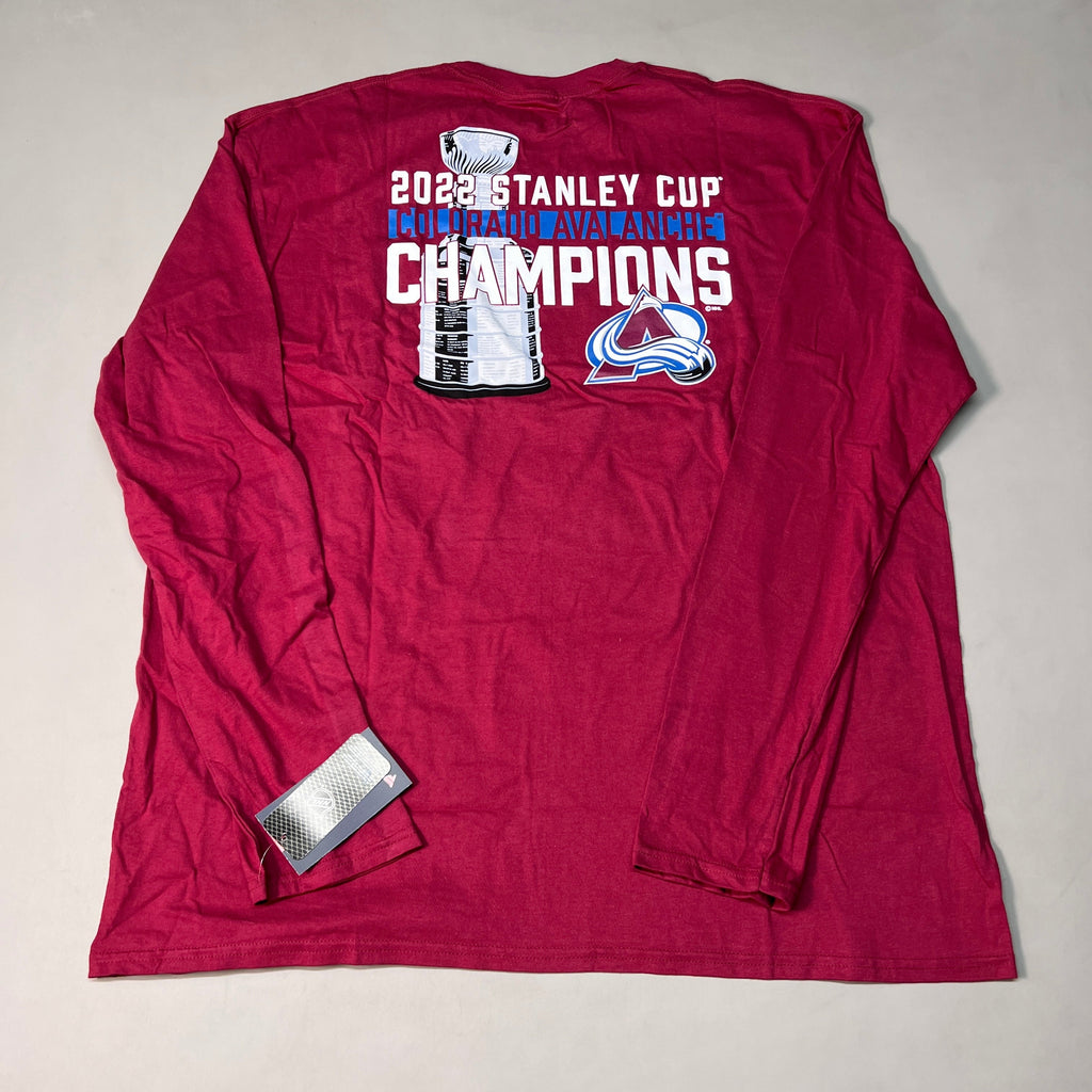 FANATICS 2022 Stanley Cup Champions Colorado Avalanche Long Sleeve T-shirt Sz 2XL Burgundy 058N SC Champs (New)