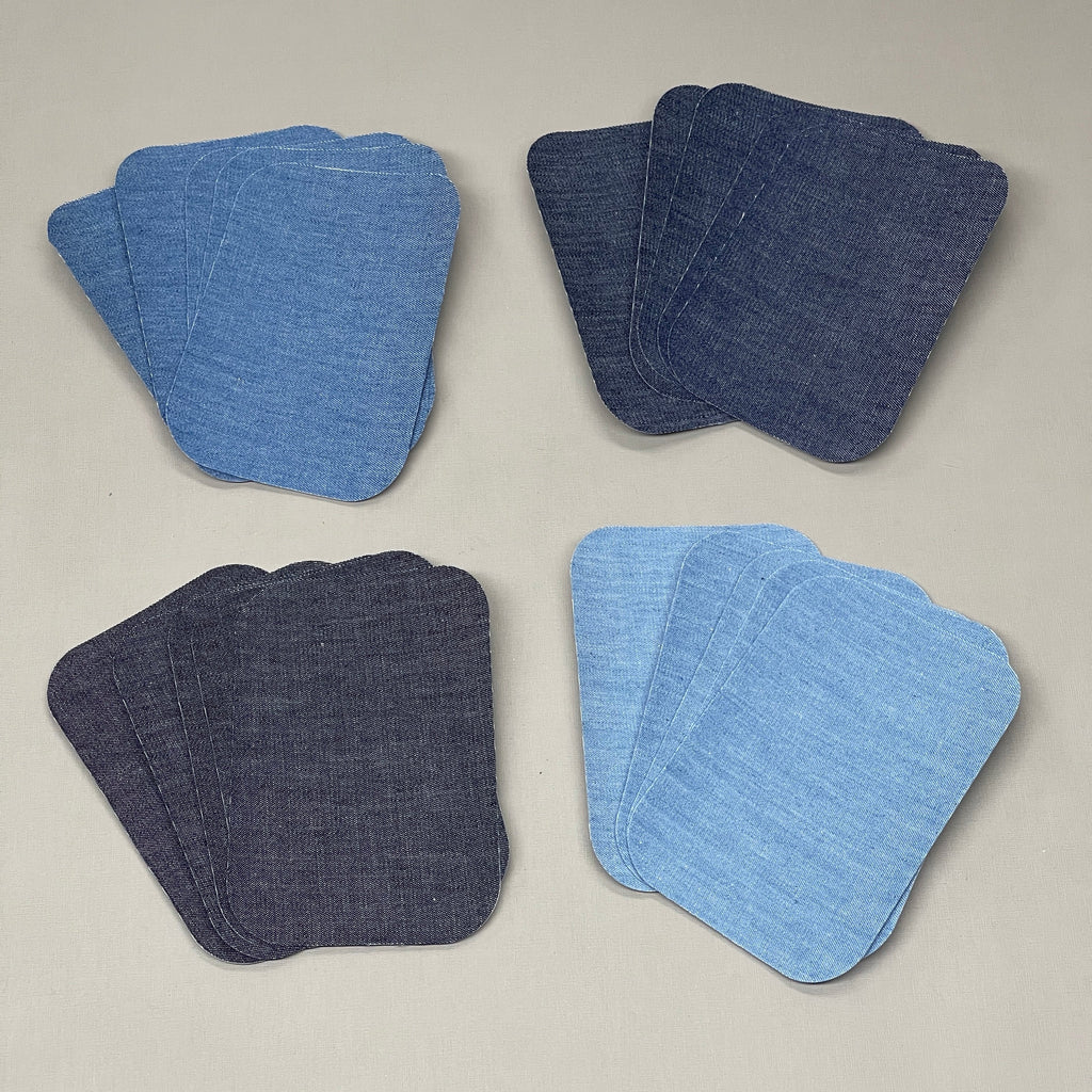 IRON ON Jean Patches 80 PATCHES! 3" x 4-1/4", Clothing Repair, 4 Shades of Blue (New)