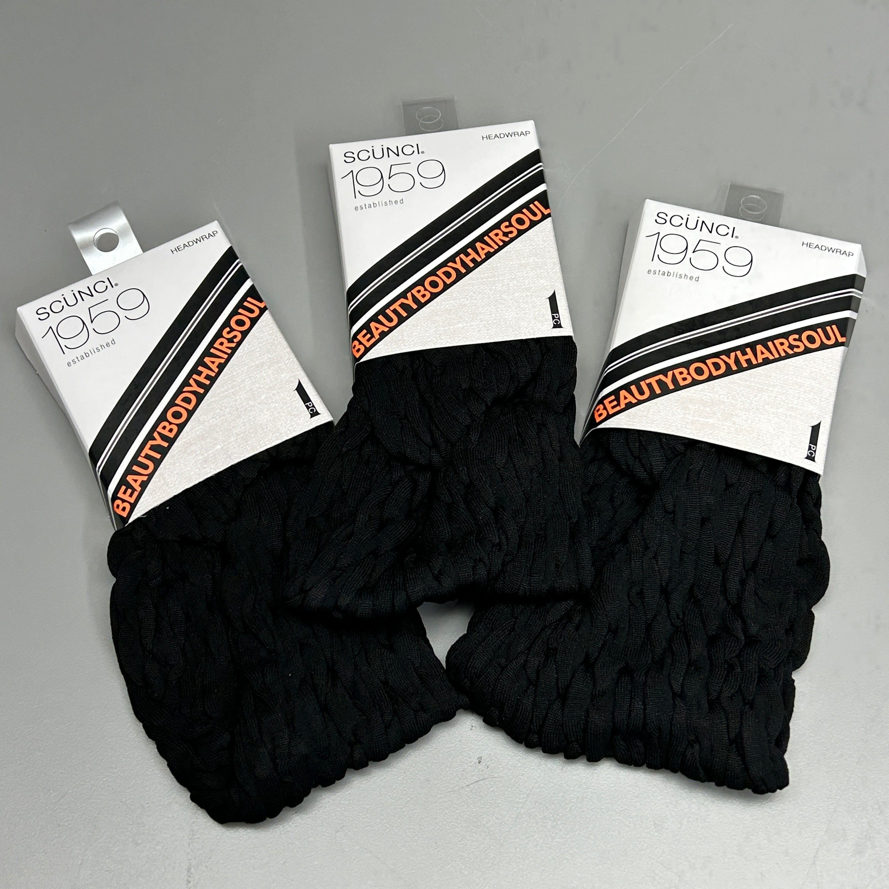 SCUNCI 3-PACK! Headwraps 1959 Black (New)