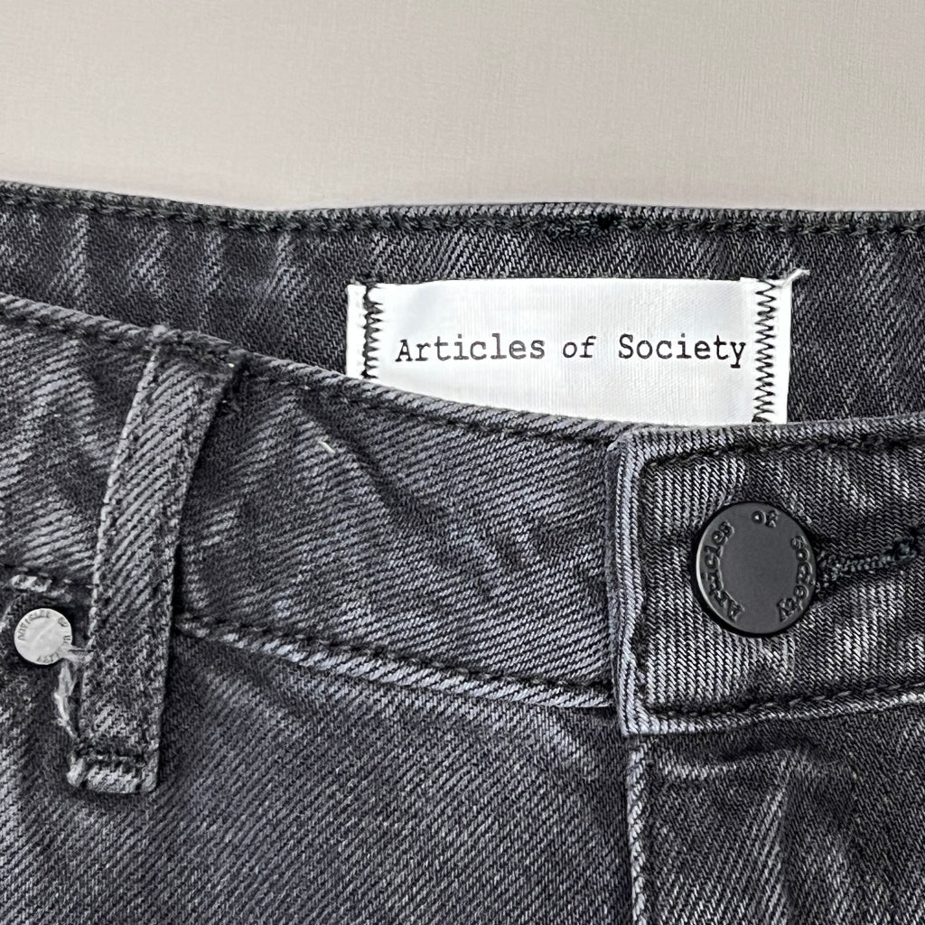 ARTICLES OF SOCIETY Kate Eleele Raw Hem Cropped Jeans Women's Sz 28 Black 4810TQB-720 (New)