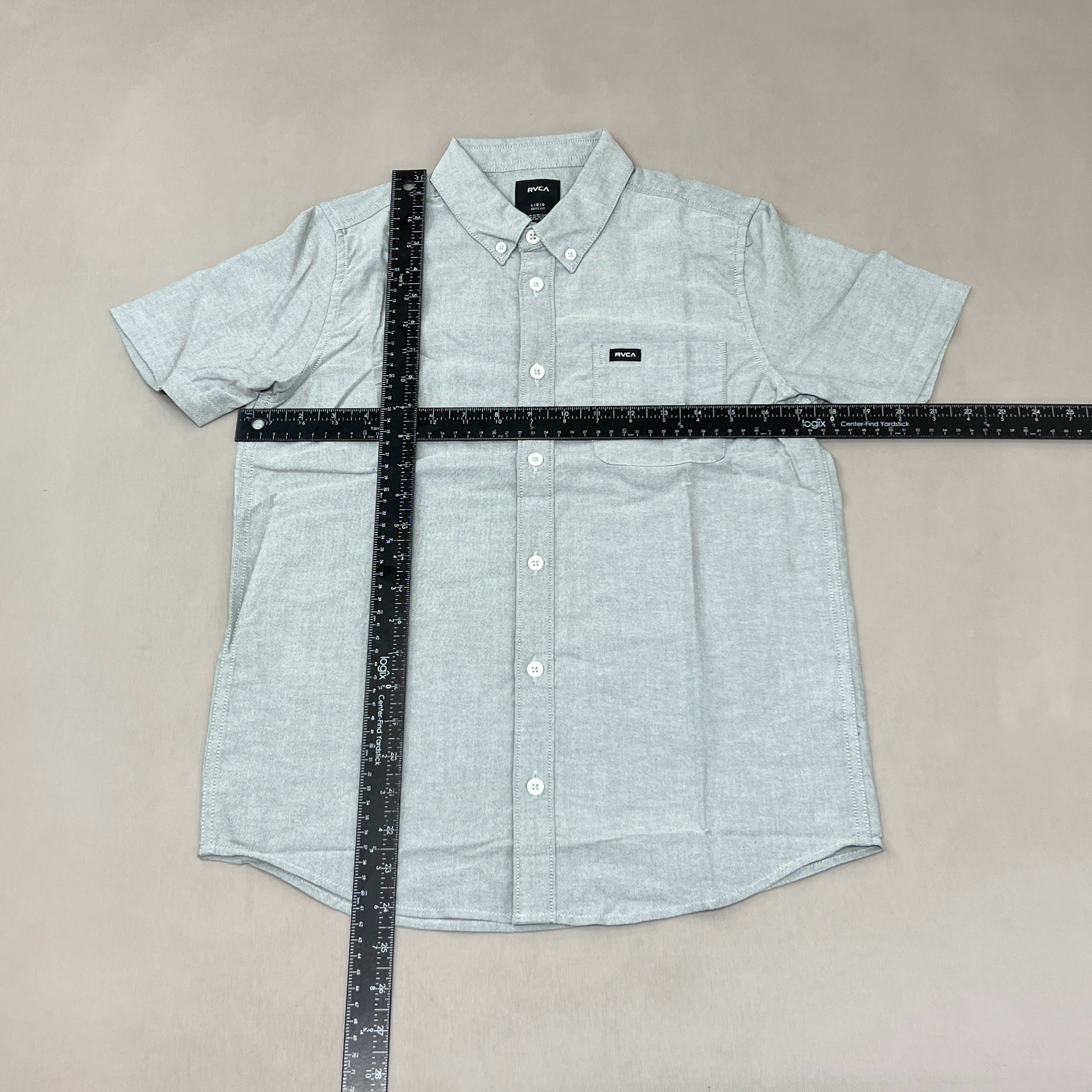 RVCA That'll Do Stretch Short Sleeve Shirt Youth Sz L / 14 B525TRTS Balsam Green (New)