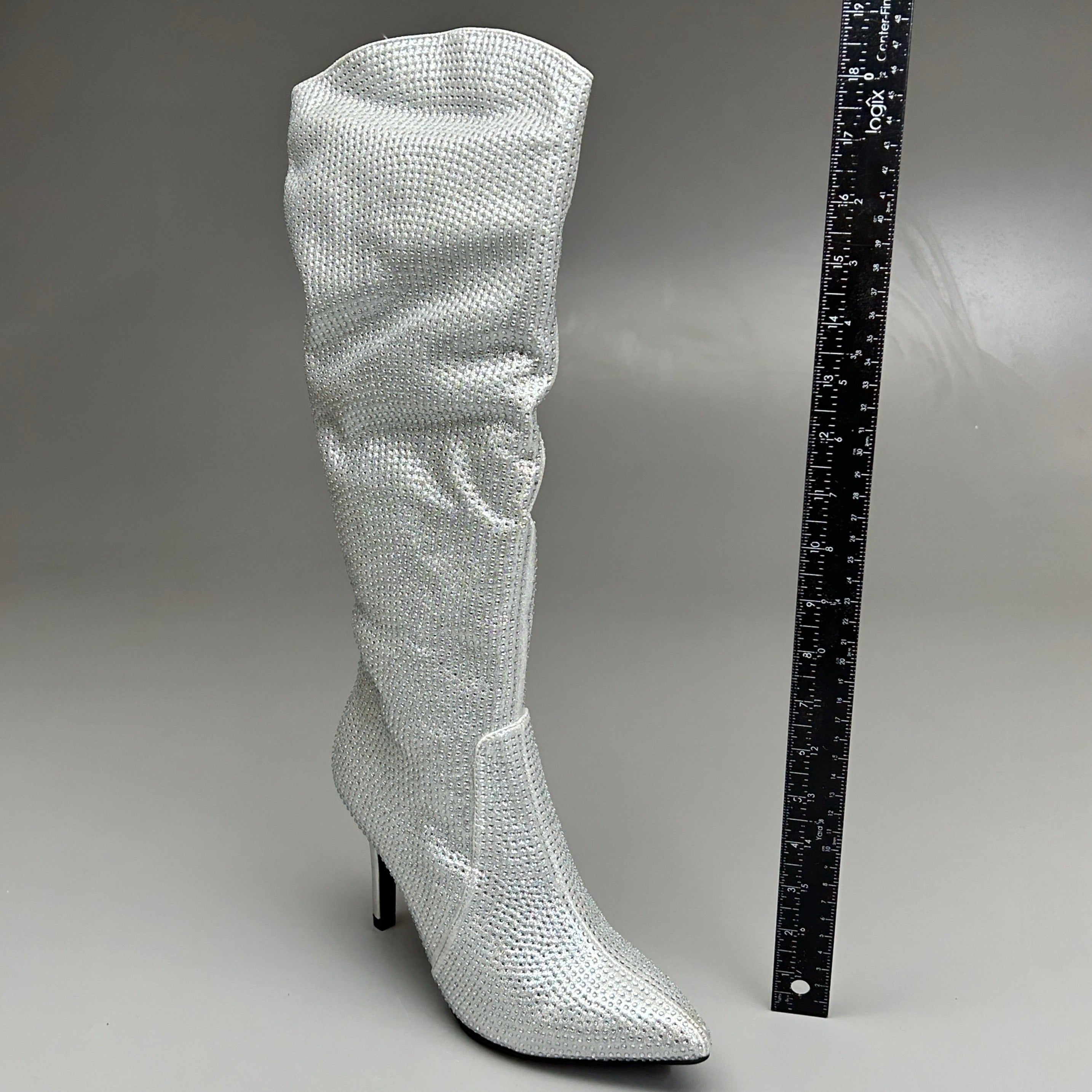 MIA Mackynzie Silver Stone Tall Heeled Boots Sz 10M Q100302