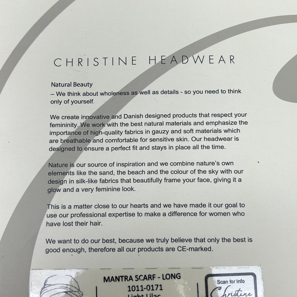CHRISTINE HEADWEAR Mantra Scarf Long Light Lilac 1011-0171 (New)