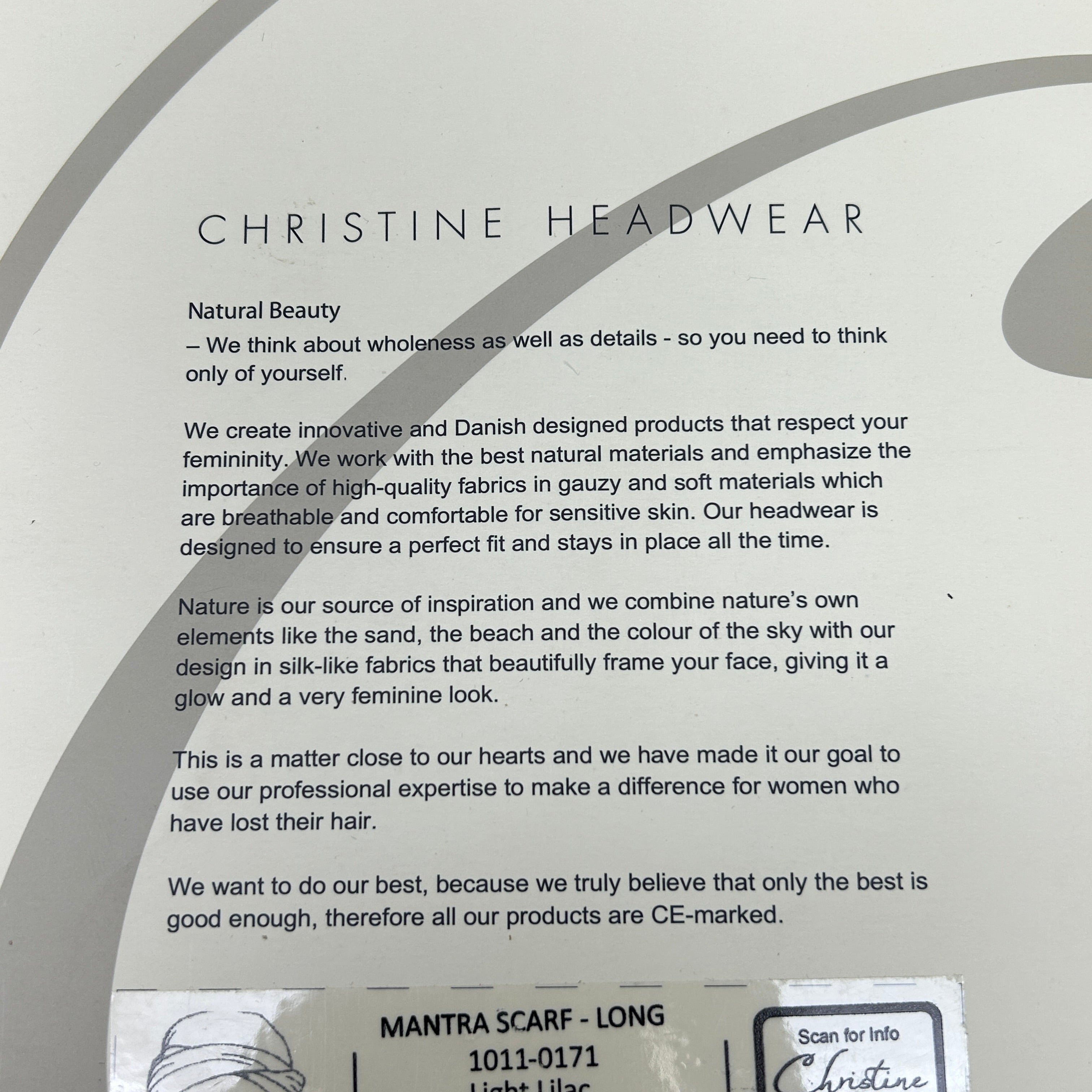 CHRISTINE HEADWEAR Mantra Scarf Long Light Lilac 1011-0171 (New)
