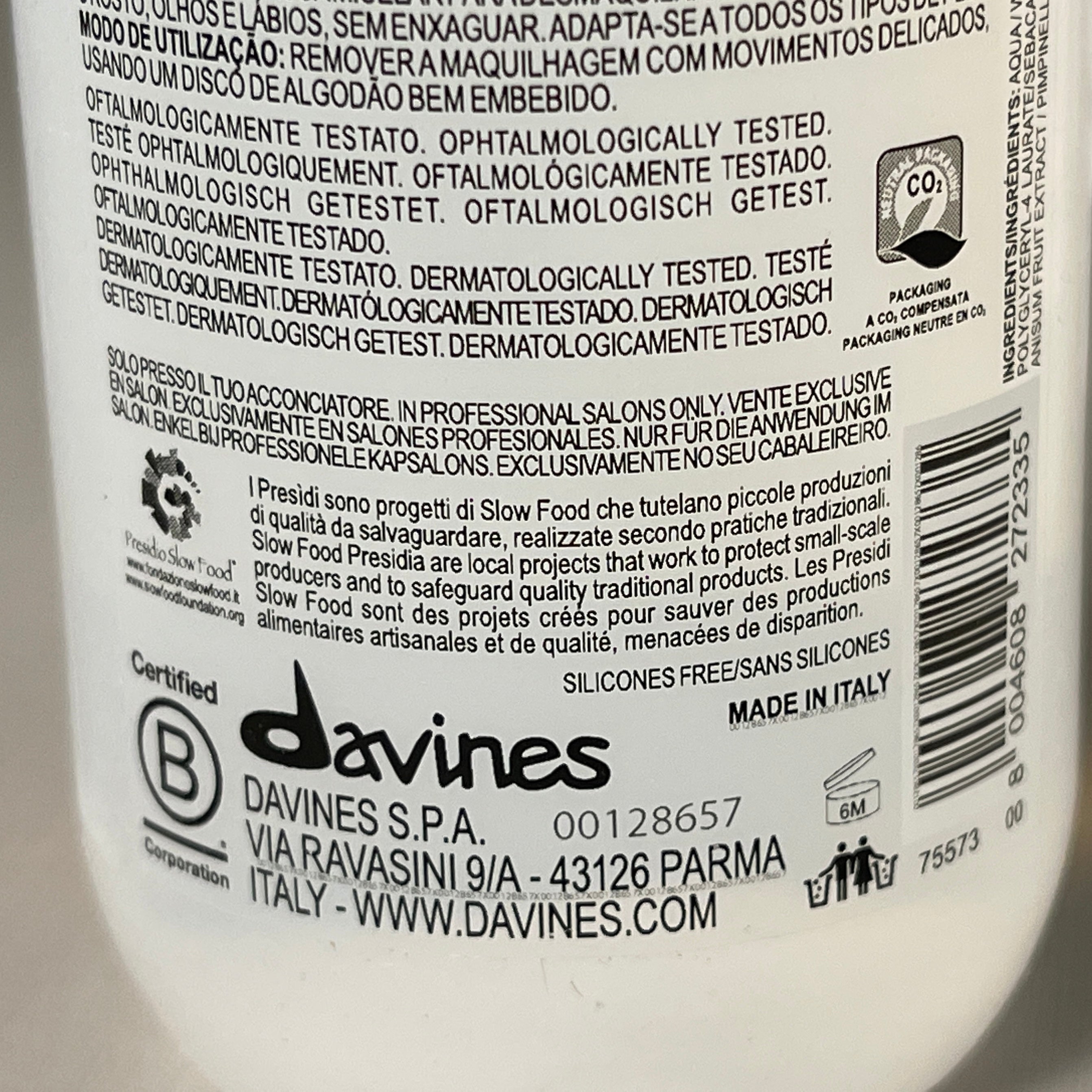 DAVINES Dedy Micellar Water 5.07 fl oz/150ml 75573 (New)