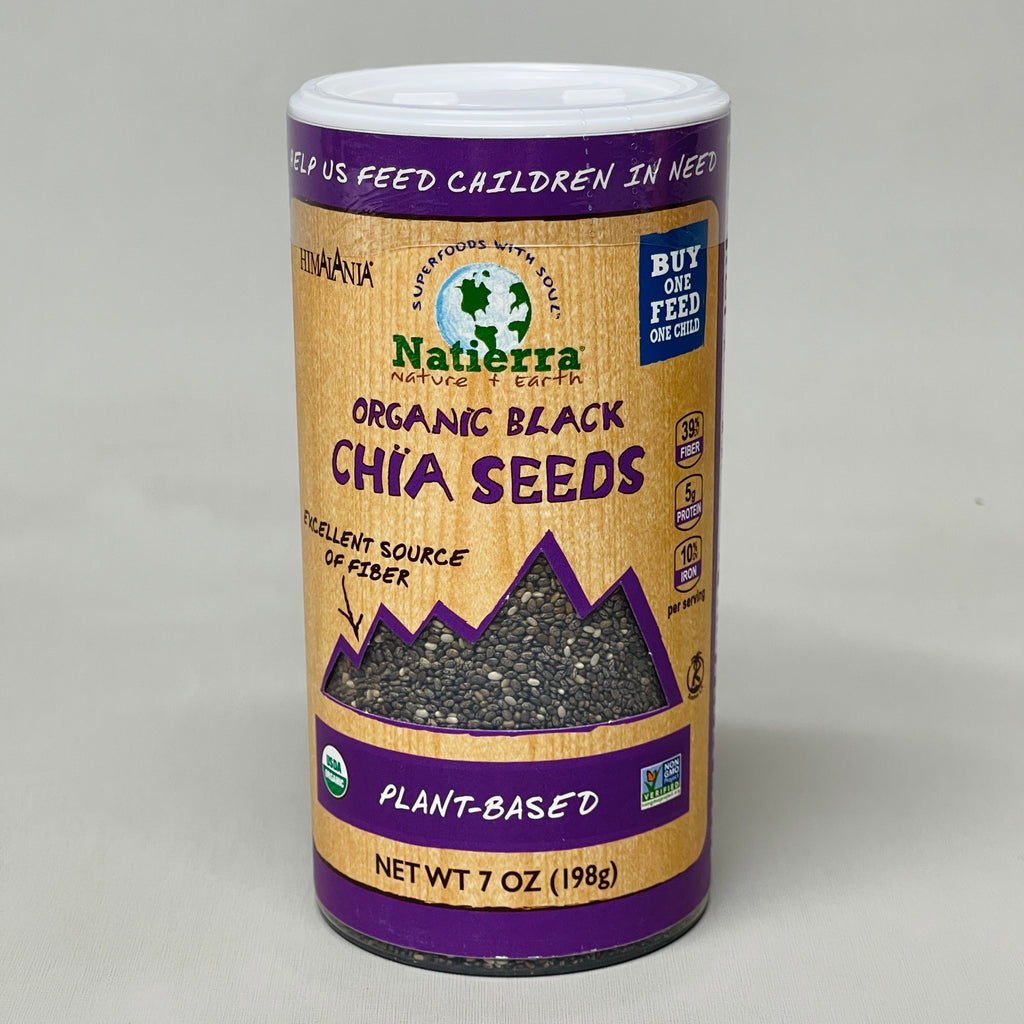 ZA@ NATIERRA Nature & Earth Organic Black Chia Seeds 7 oz Shaker BB 08/25