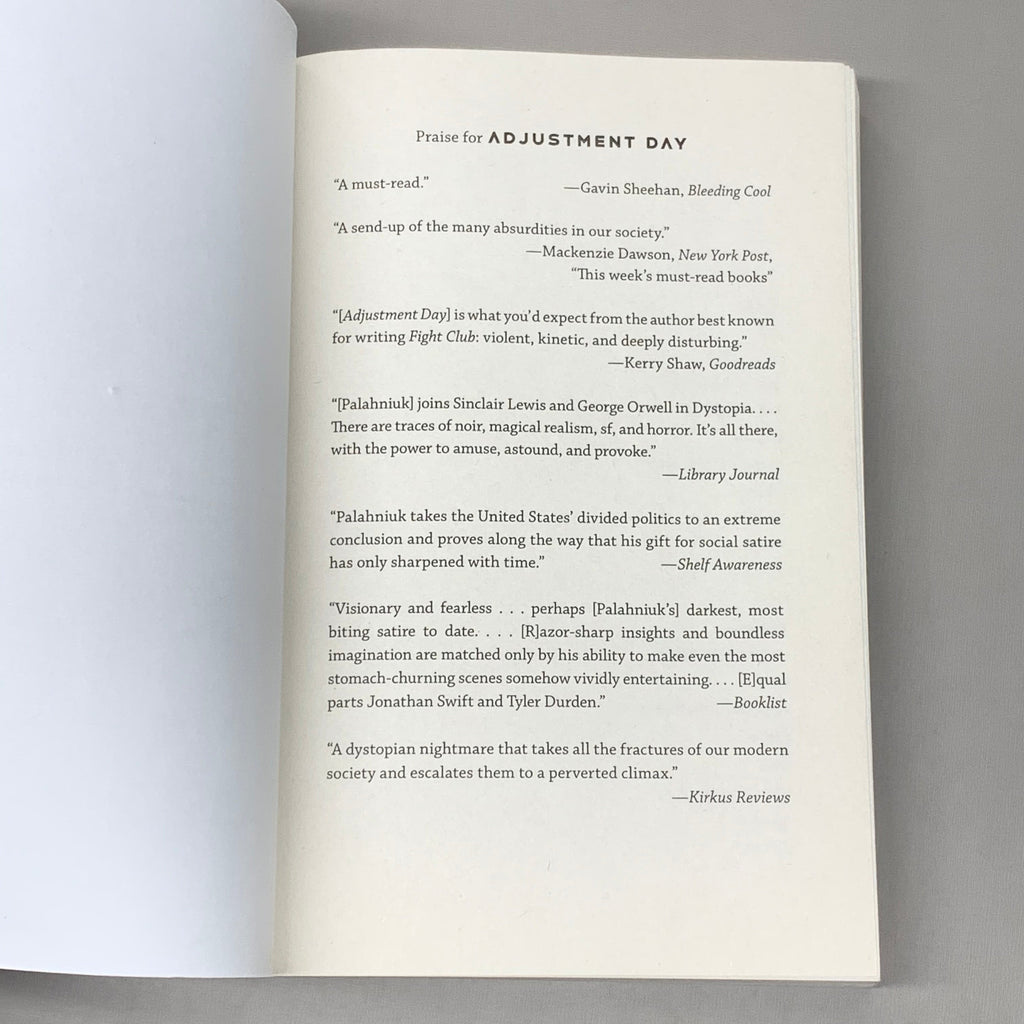 Adjustment Day: A Novel Paperback Book by Chuck Palahniuk (New)
