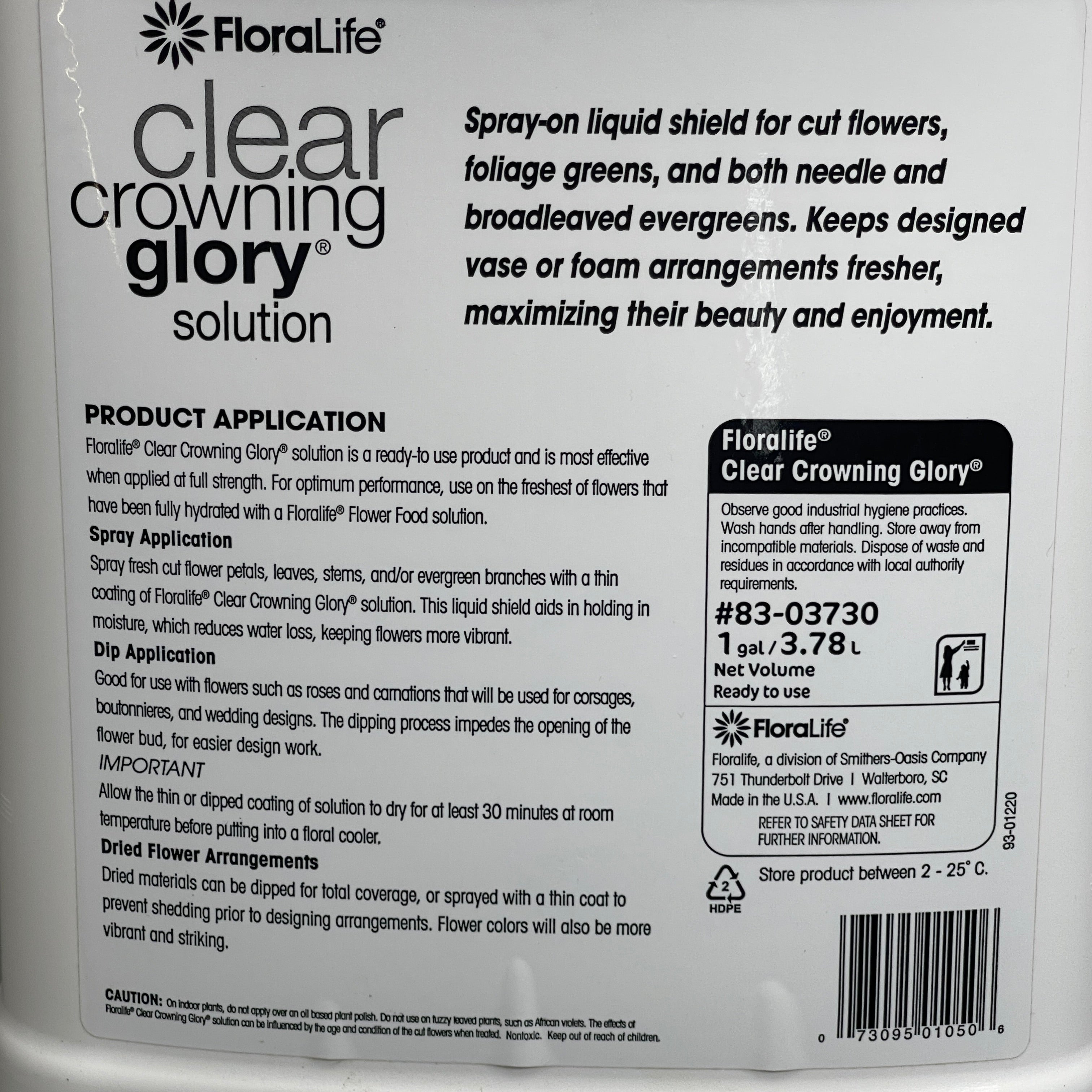 SMITHERS OASIS FloraLife Clear Crowning Glory 1 Gallon Clear (New)