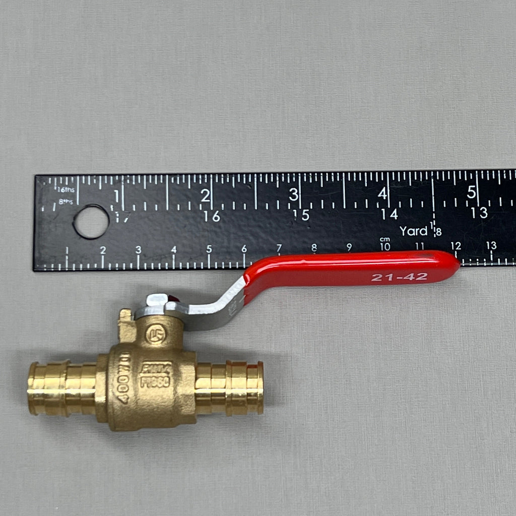 RED-WHITE VALVE Brass LF PEX Ball Valve 1/2" 0.28 lb 5015AB (New)