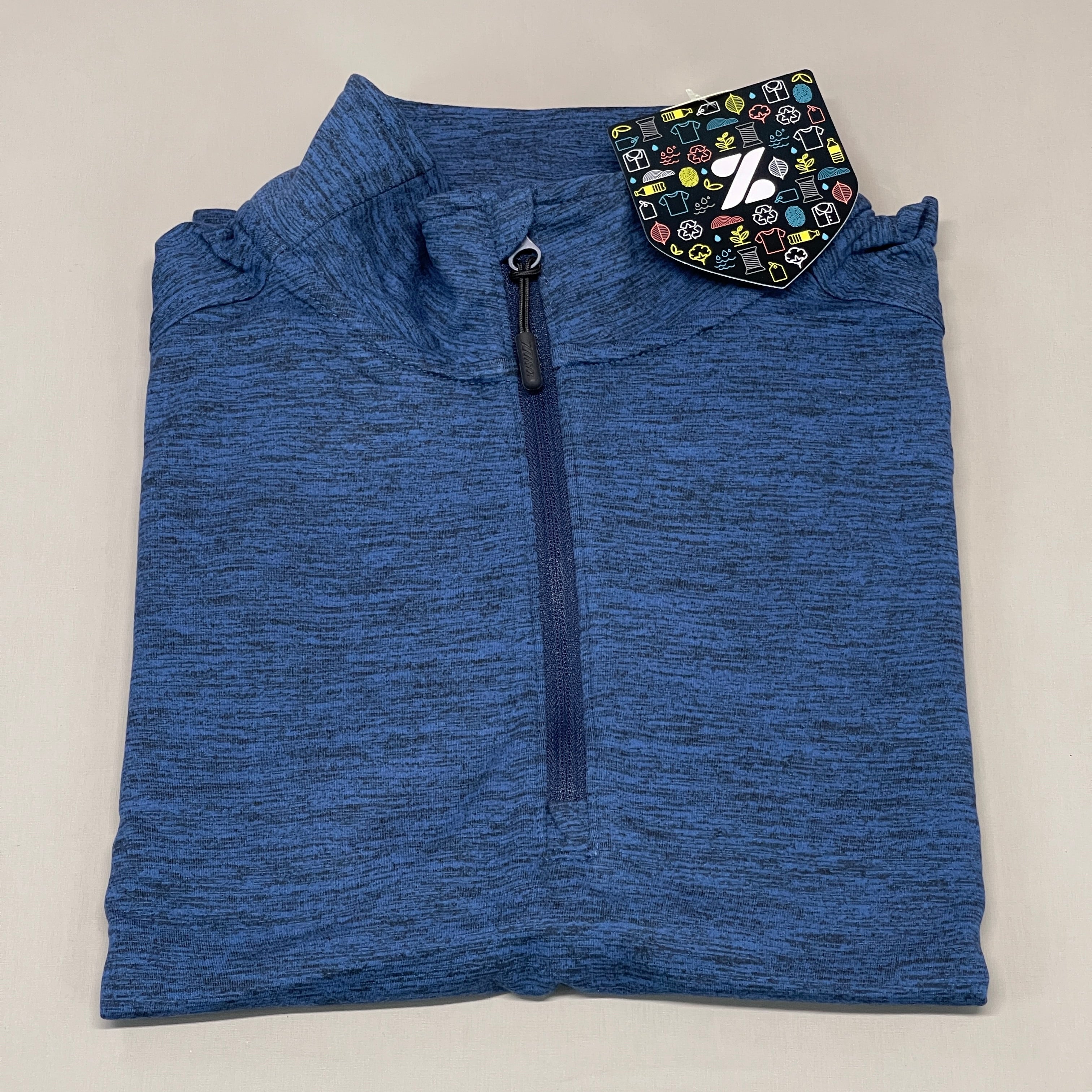 ZUSA Pull Over Shirt Long Sleeve Brisk Quarter Zip Women's Sz M Navy Heather (New)