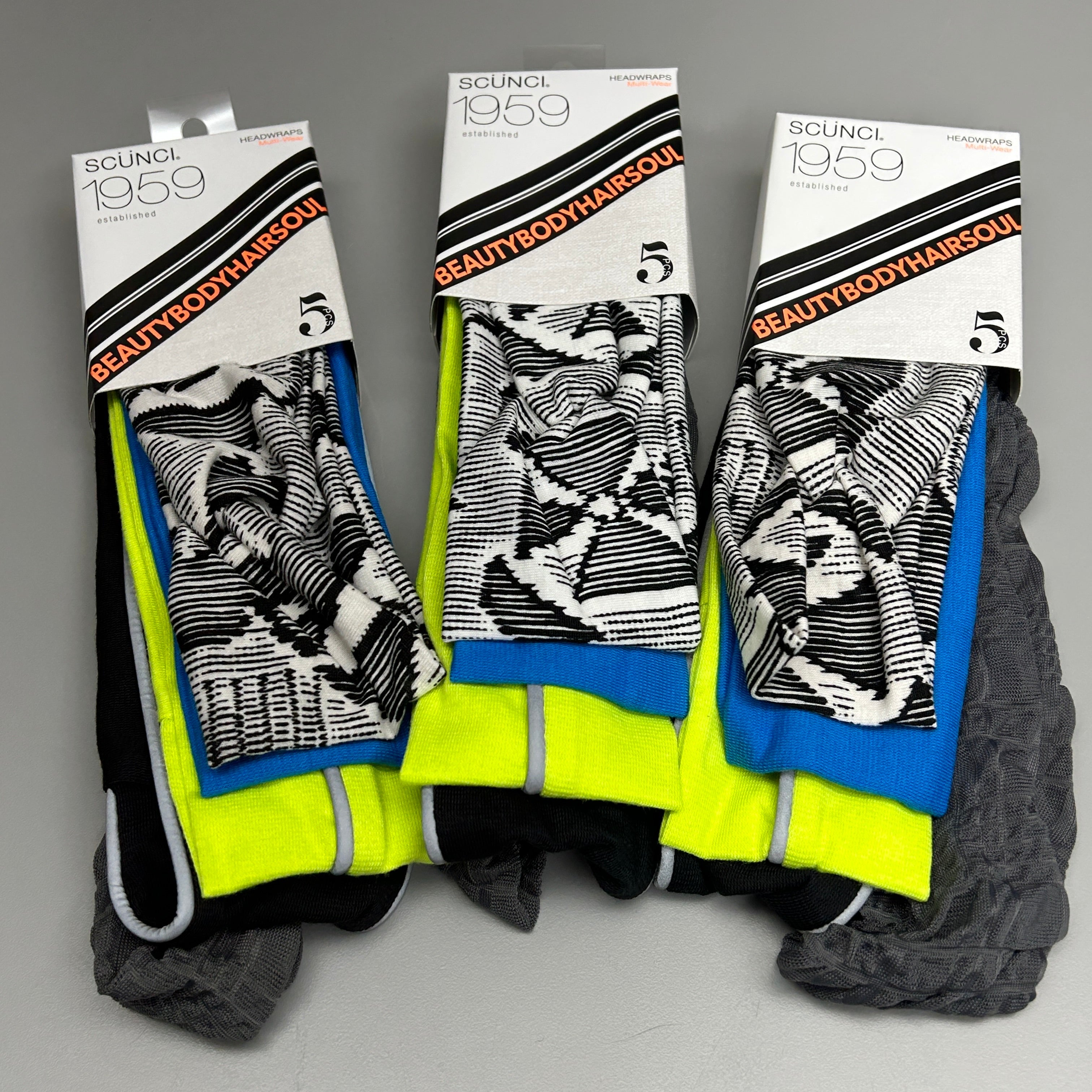SCUNCI 3-PACK! Headwraps Multiwear 1959 5-Pieces (New)