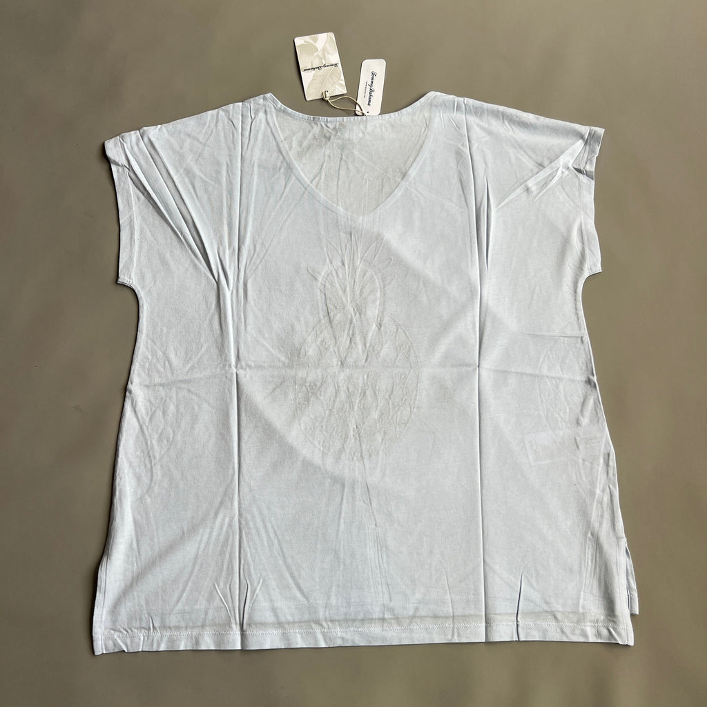 TOMMY BAHAMA Women's Seaport Painted Pineapple Tee T-shirt Dew Drop Size L (New)