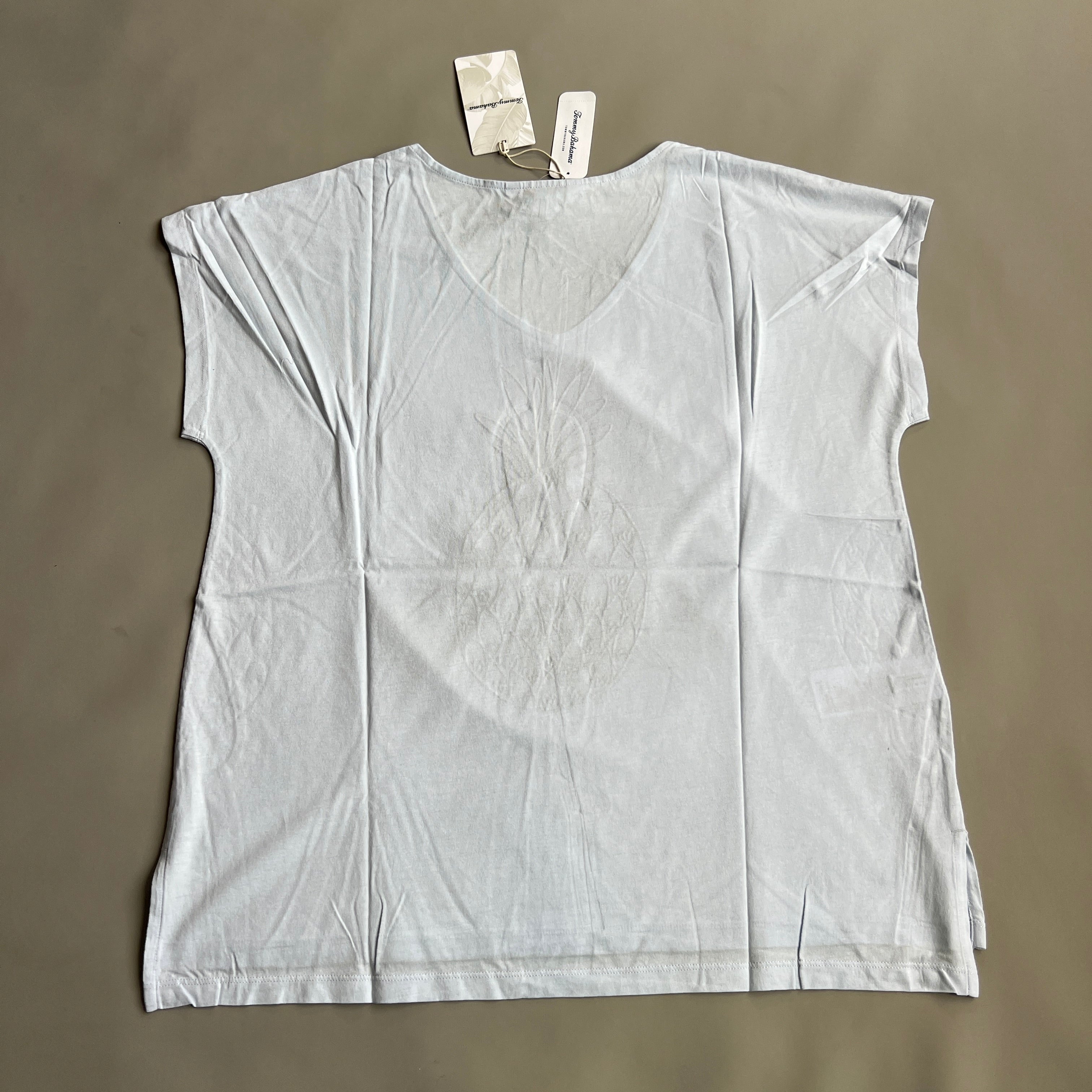 TOMMY BAHAMA Women's Seaport Painted Pineapple Tee T-shirt Dew Drop Size L (New)