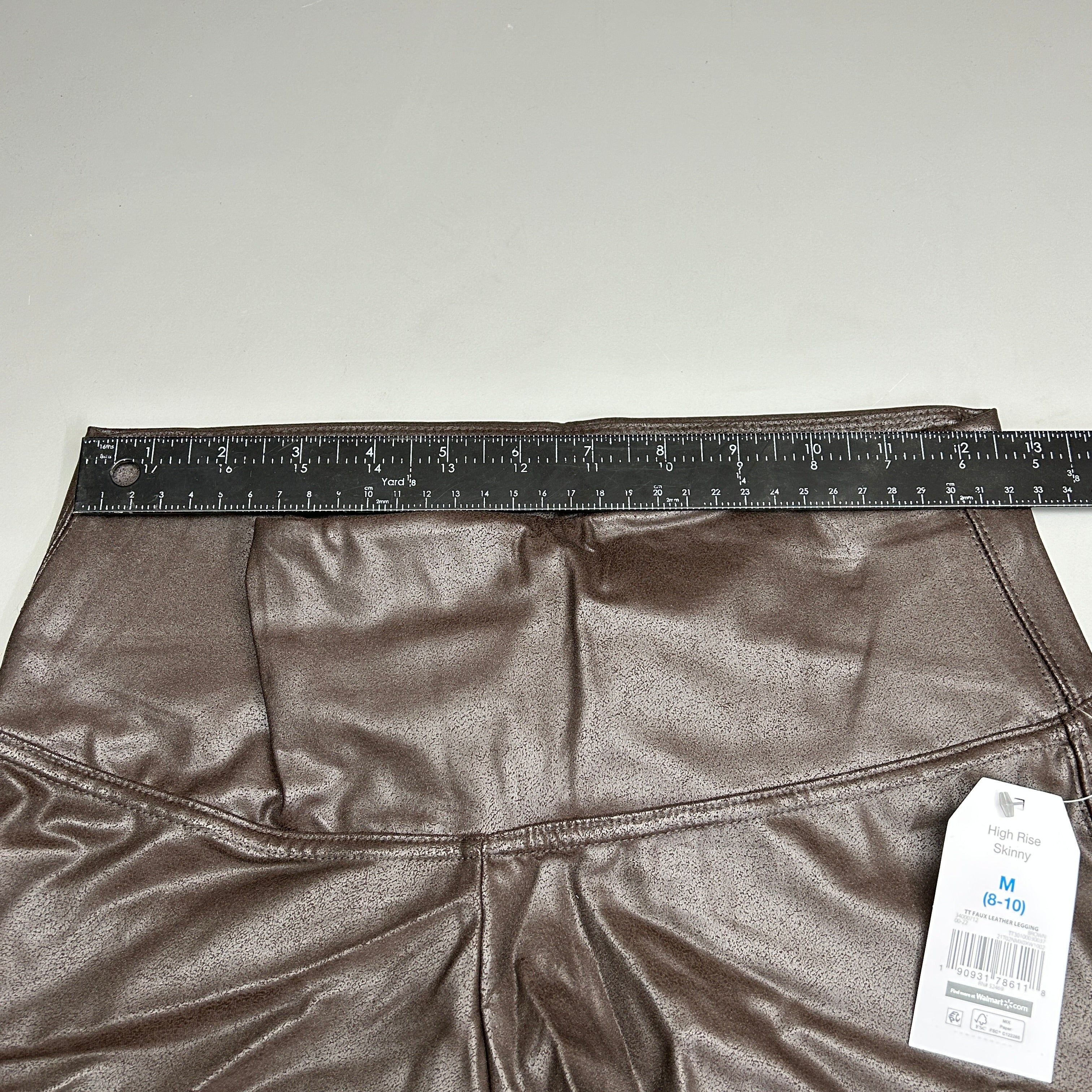 TIME AND TRU Women's Faux Leather Leggings Sz M 8-10 Brown (New)