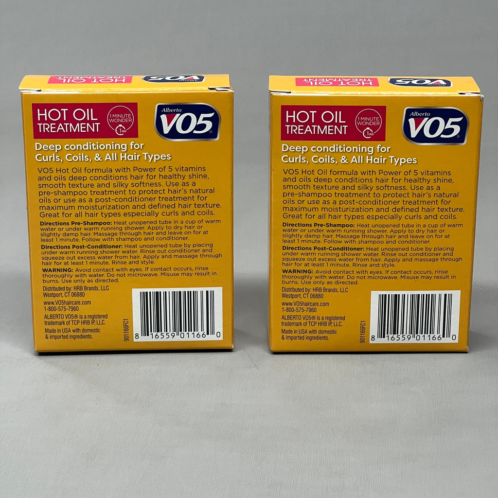 ALBERTO Vo5 Hot Oil Treatment 2-PACK! (2 tubes/box = 4 total tubes) 0.5 fl oz (New)