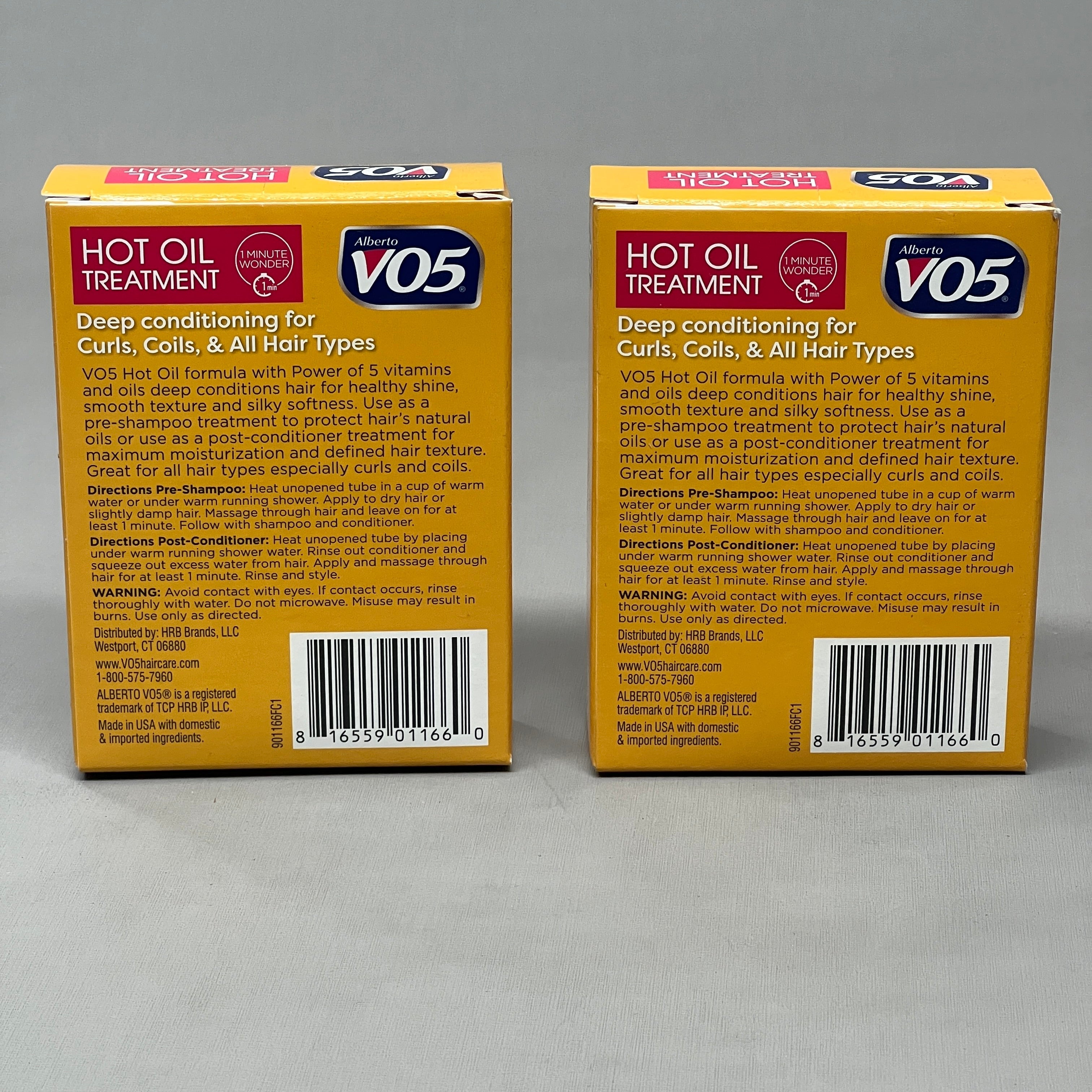 ALBERTO Vo5 Hot Oil Treatment 2-PACK! (2 tubes/box = 4 total tubes) 0.5 fl oz (New)